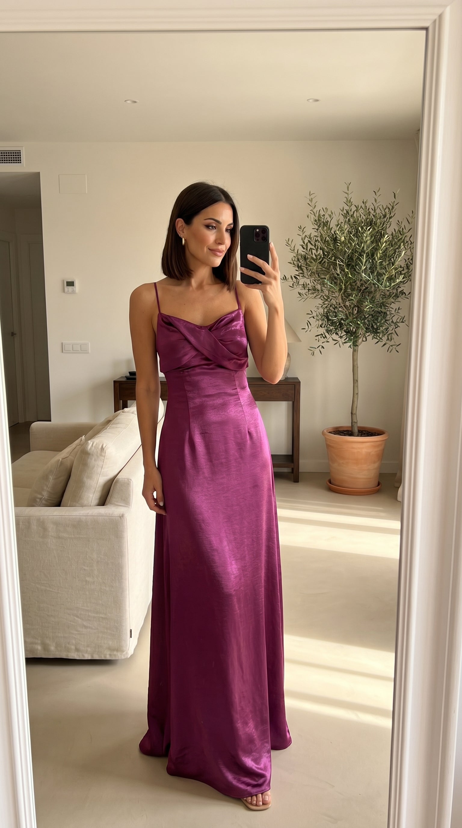 Robe satin à fine bretelle ALCORON