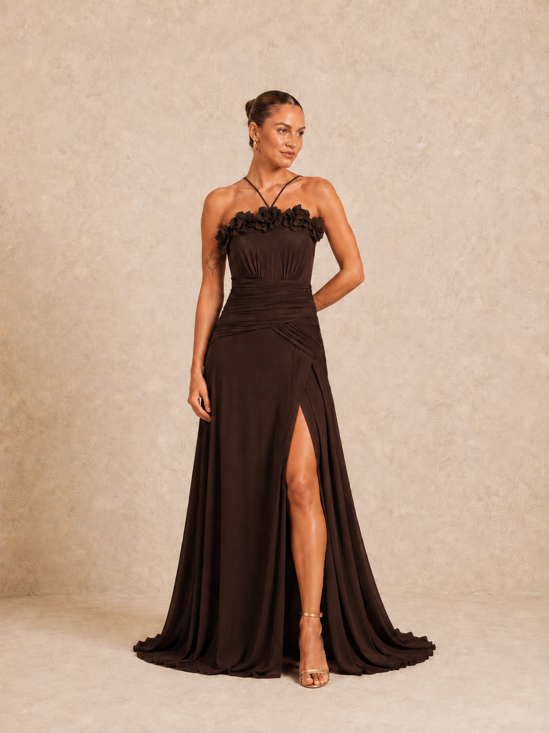 Robe longue à fleurs 3D et bretelles croisées - Darwin
