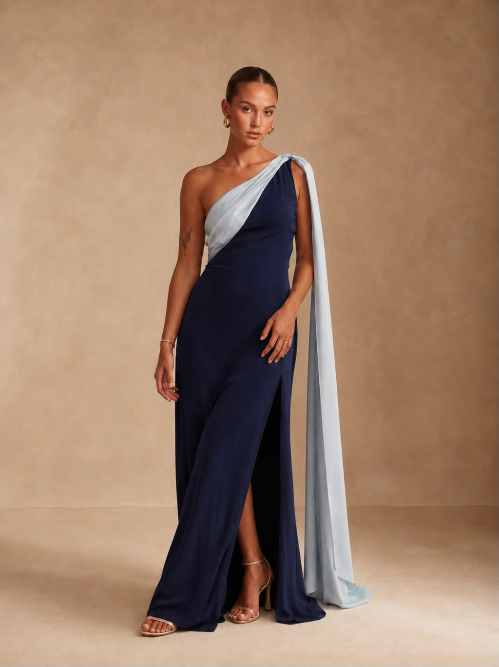 Robe de cérémonie bicolore une épaule à étole - Cagliari V2