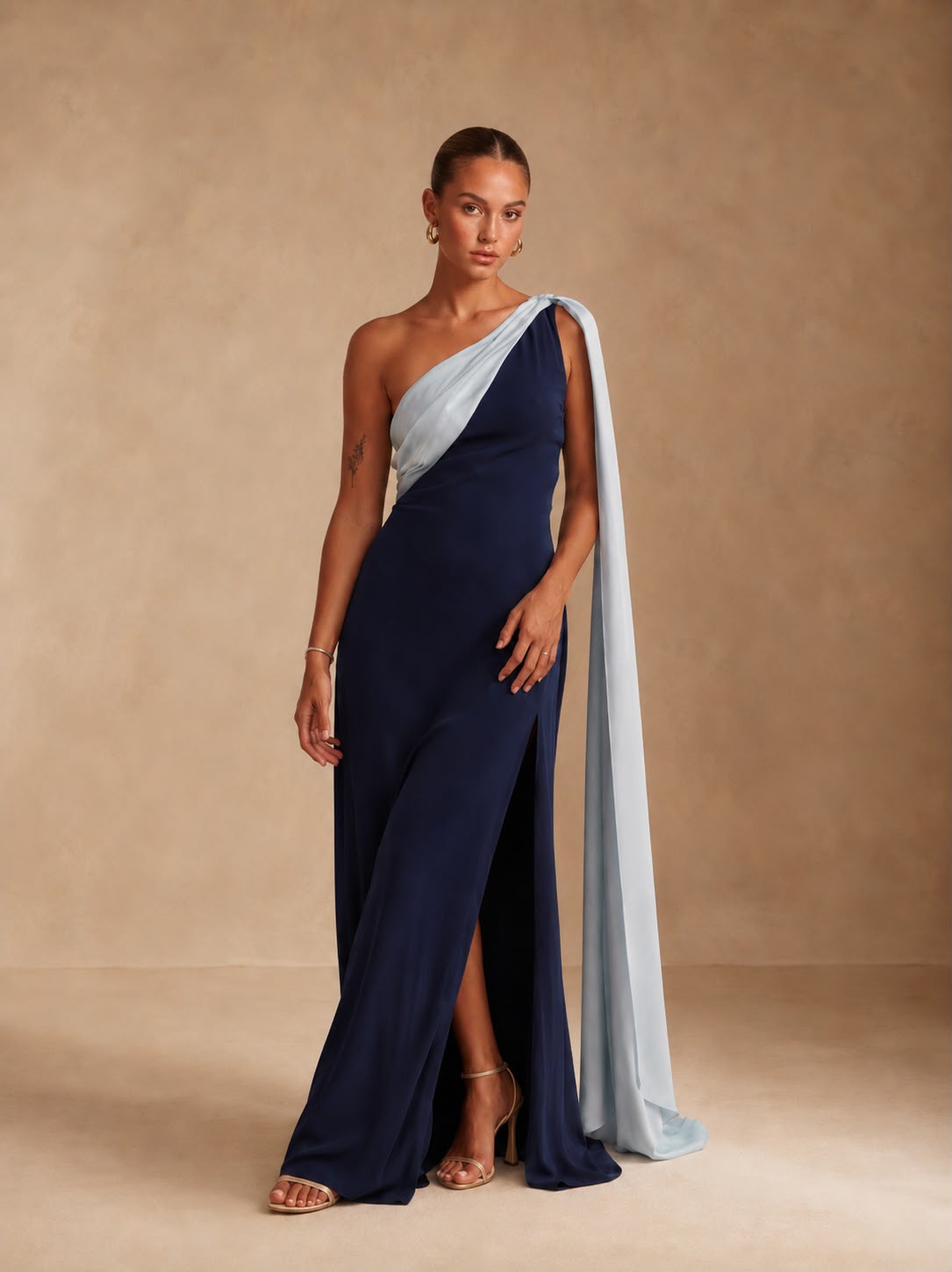 Robe de cérémonie bicolore une épaule à étole - Cagliari V2