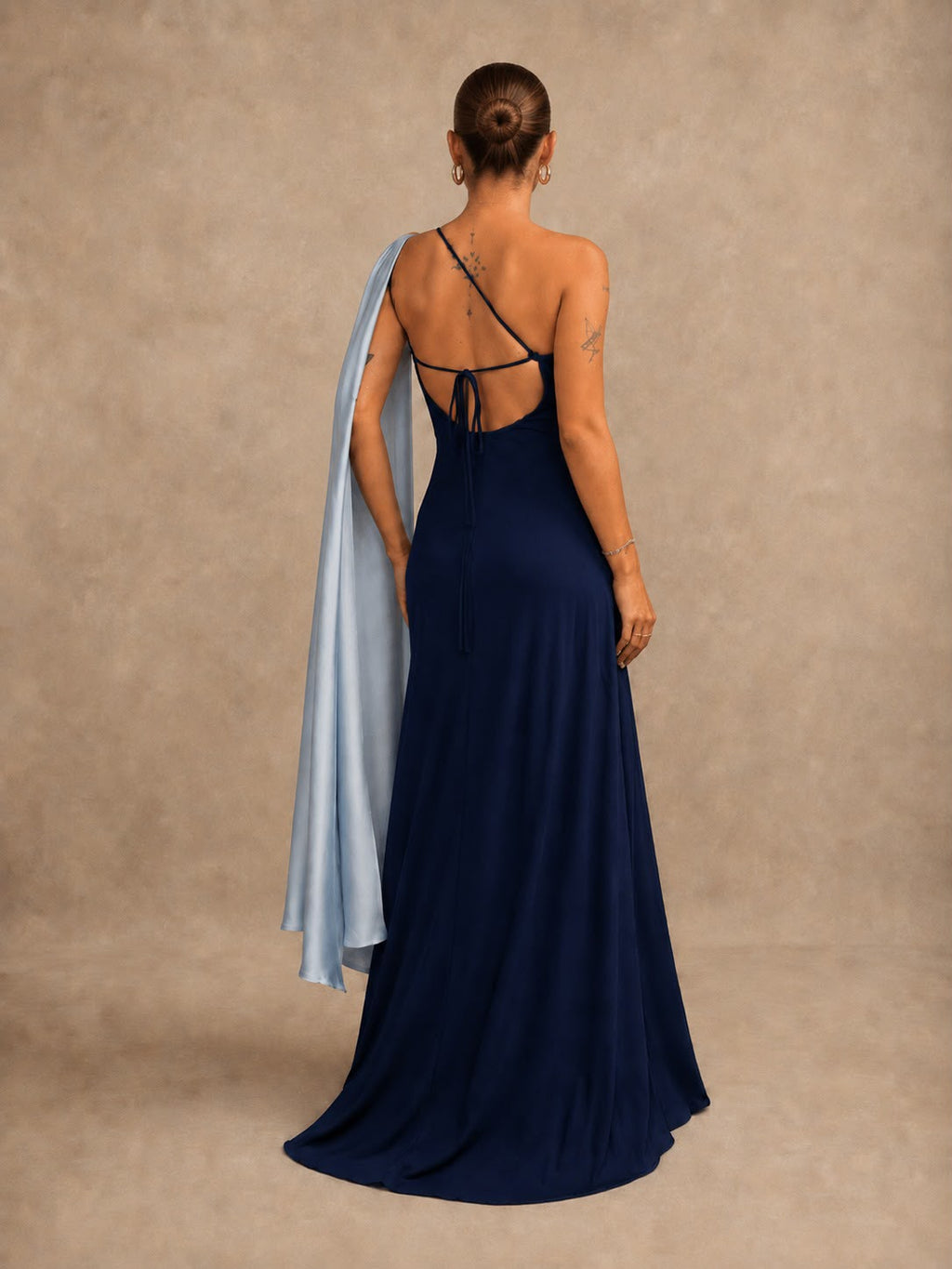 Robe de cérémonie bicolore une épaule à étole - Cagliari V2