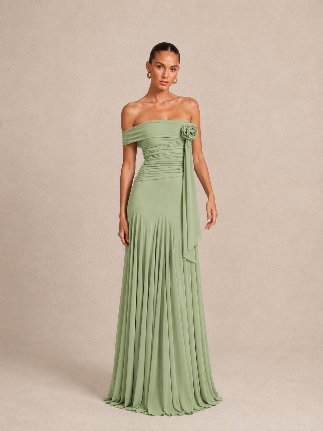 Robe longue asymétrique à col fleur - Shizuoka