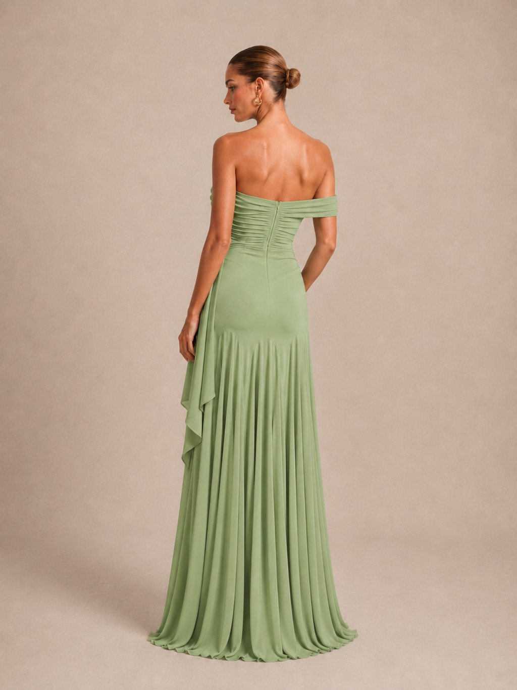 Robe longue asymétrique à col fleur - Shizuoka