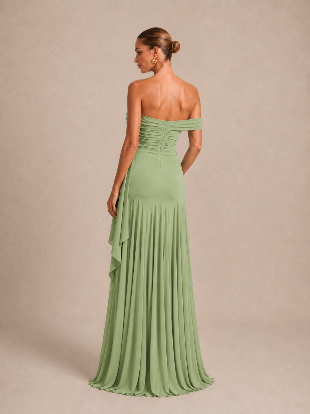Robe longue asymétrique à col fleur - Shizuoka