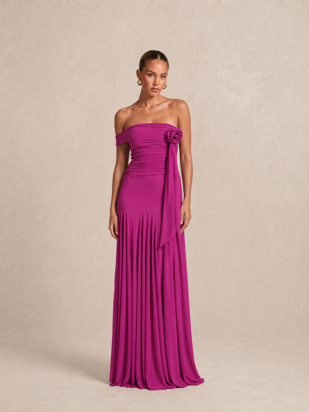 Robe longue asymétrique à col fleur - Shizuoka