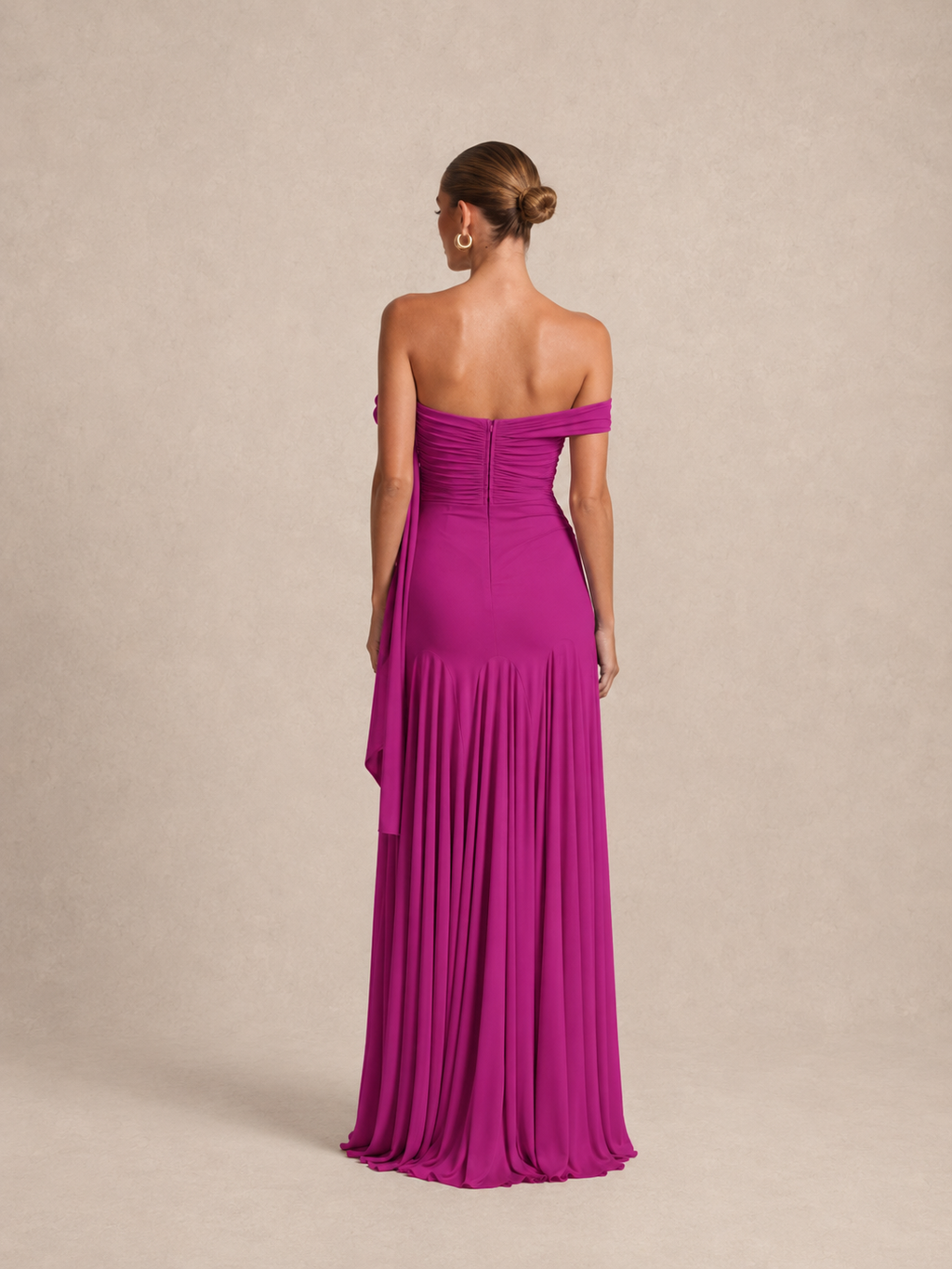 Robe longue asymétrique à col fleur - Shizuoka