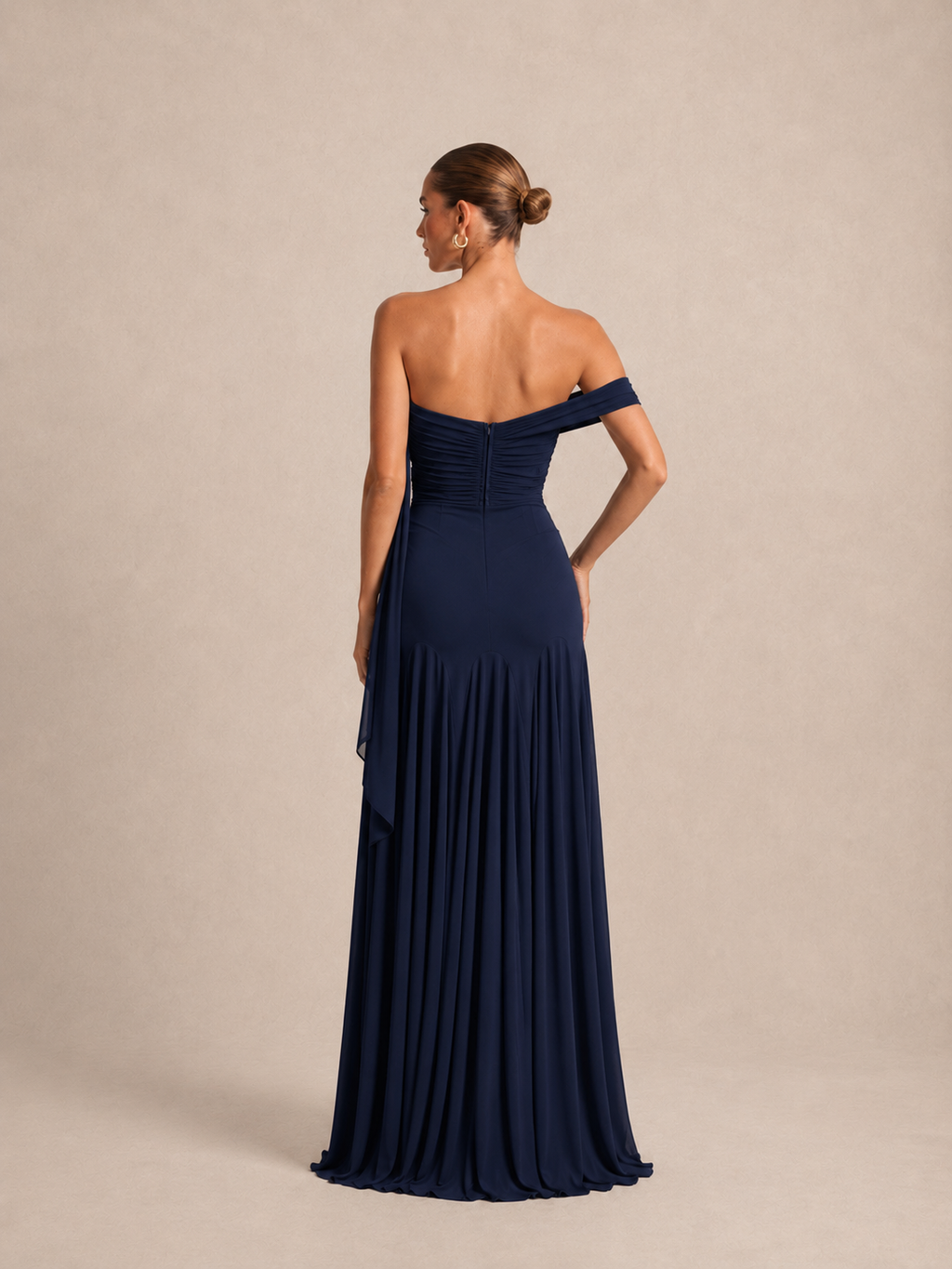 Robe longue asymétrique à col fleur - Shizuoka