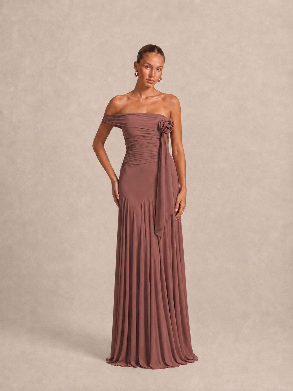 Robe longue asymétrique à col fleur - Shizuoka
