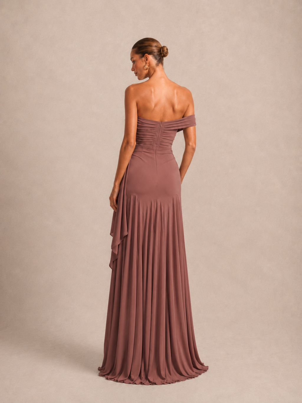 Robe longue asymétrique à col fleur - Shizuoka