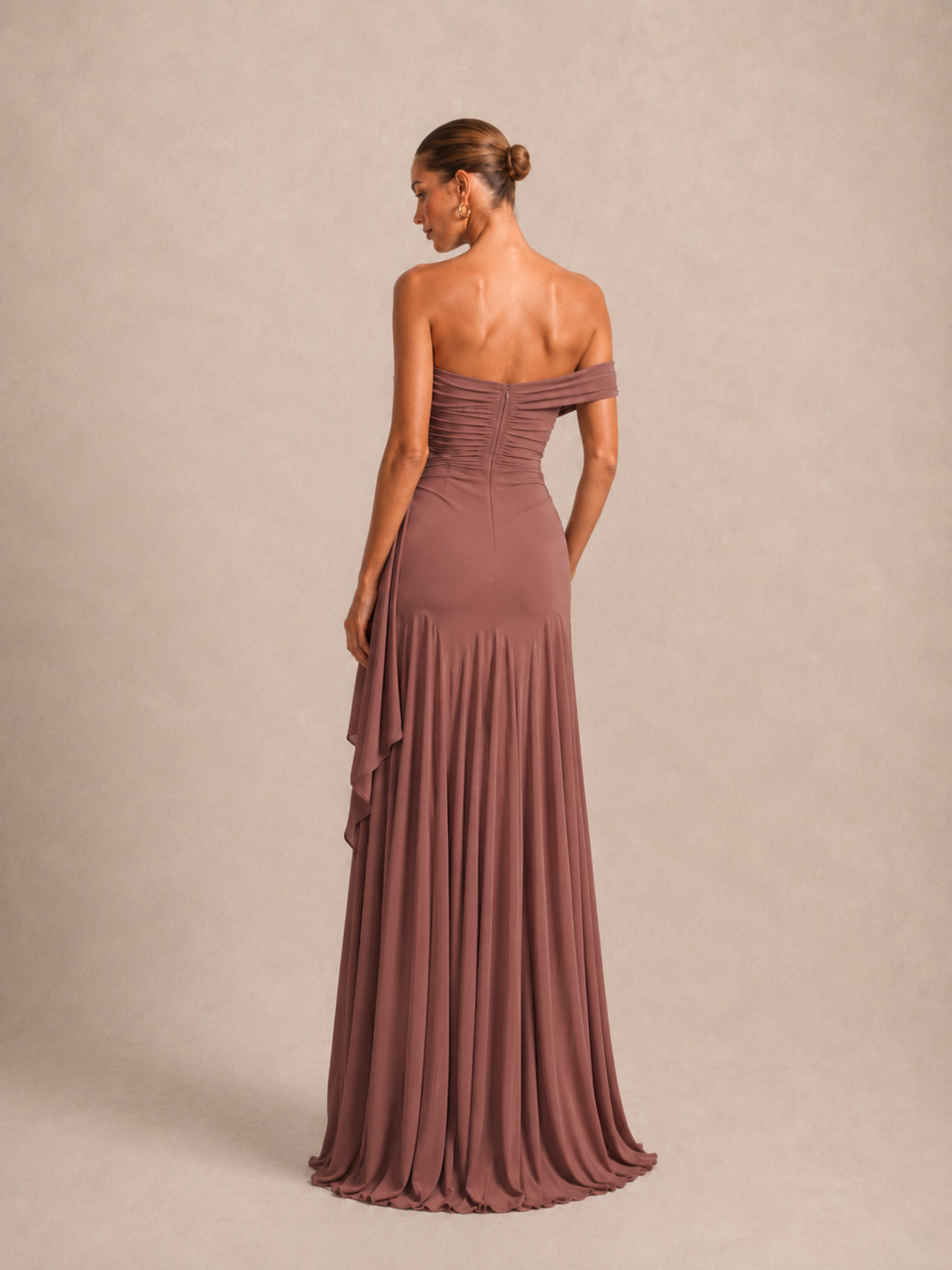 Robe longue asymétrique à col fleur - Shizuoka