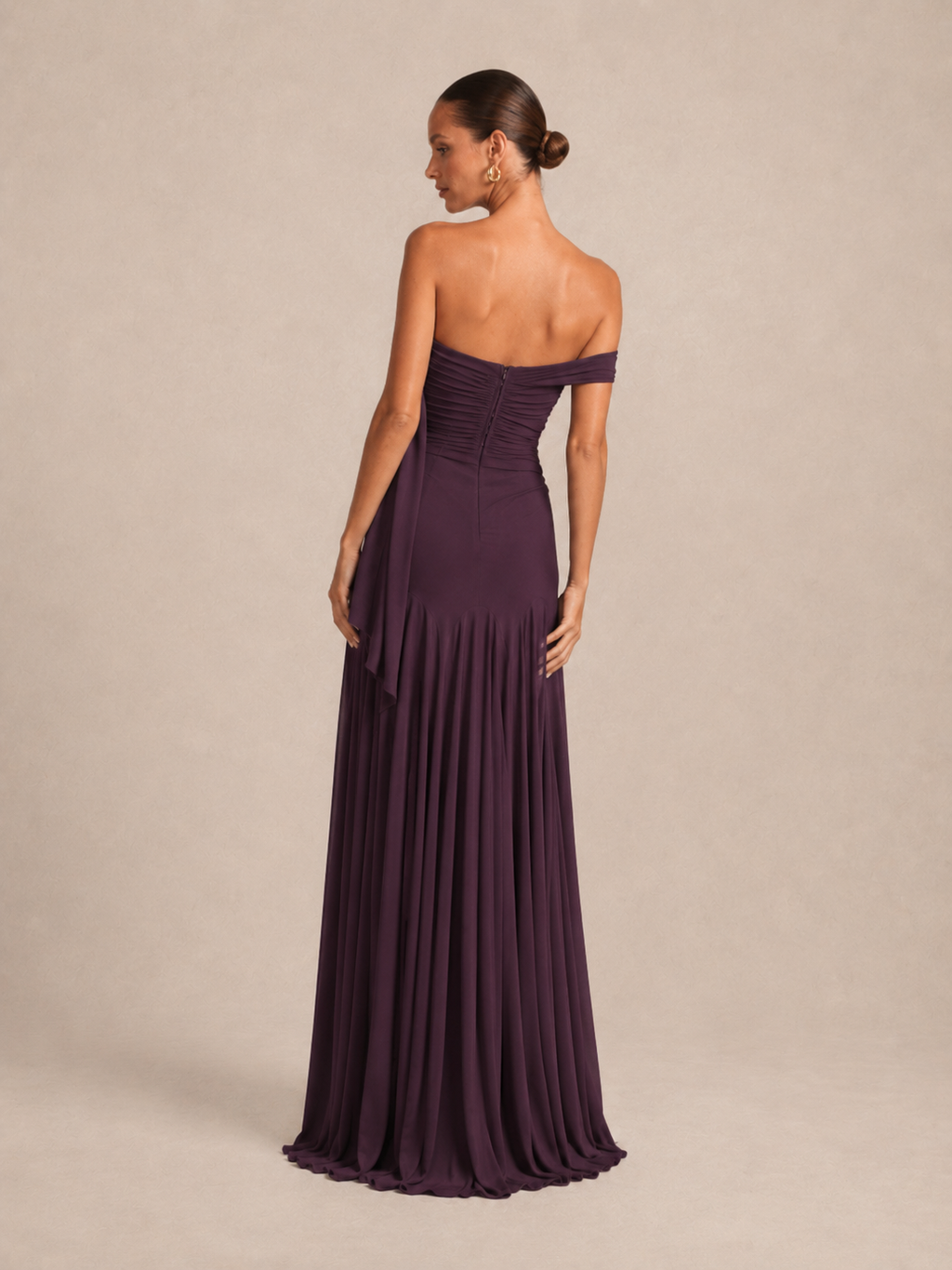 Robe longue asymétrique à col fleur - Shizuoka