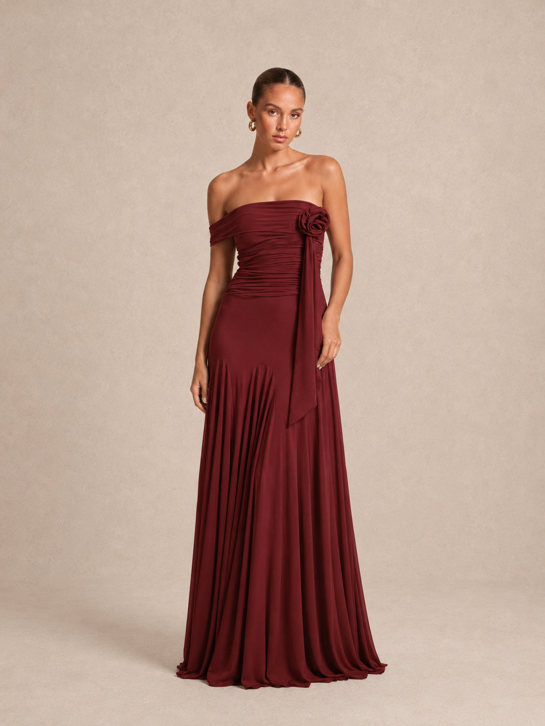 Robe longue asymétrique à col fleur - Shizuoka