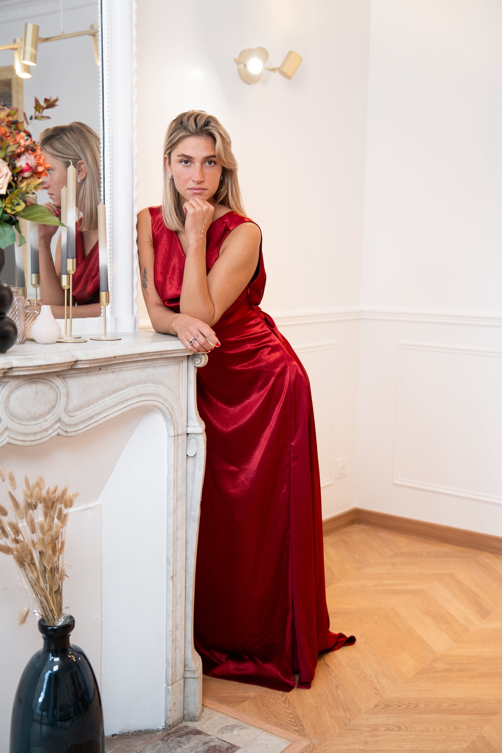 Robe satinée dos nu Salamanca