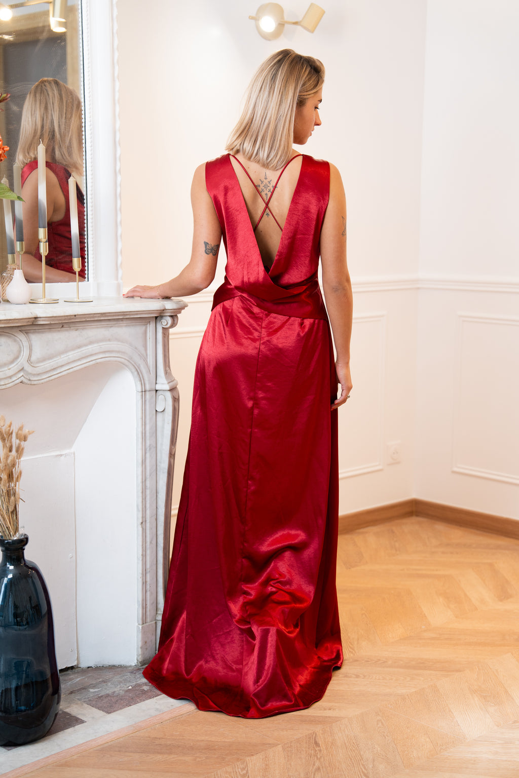 Robe satinée dos nu Salamanca