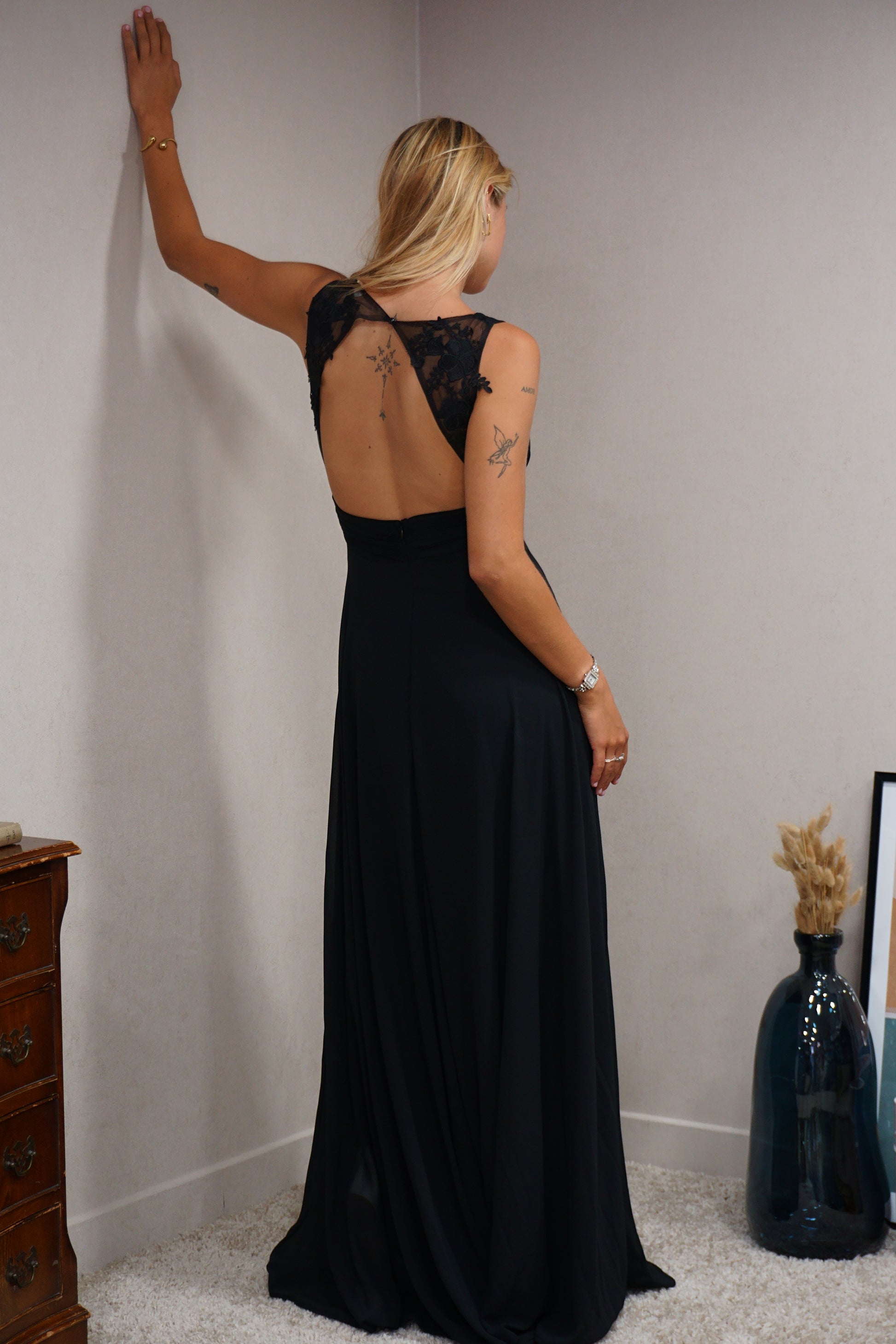 Robe de soirée à dos à dentelle Oslo
