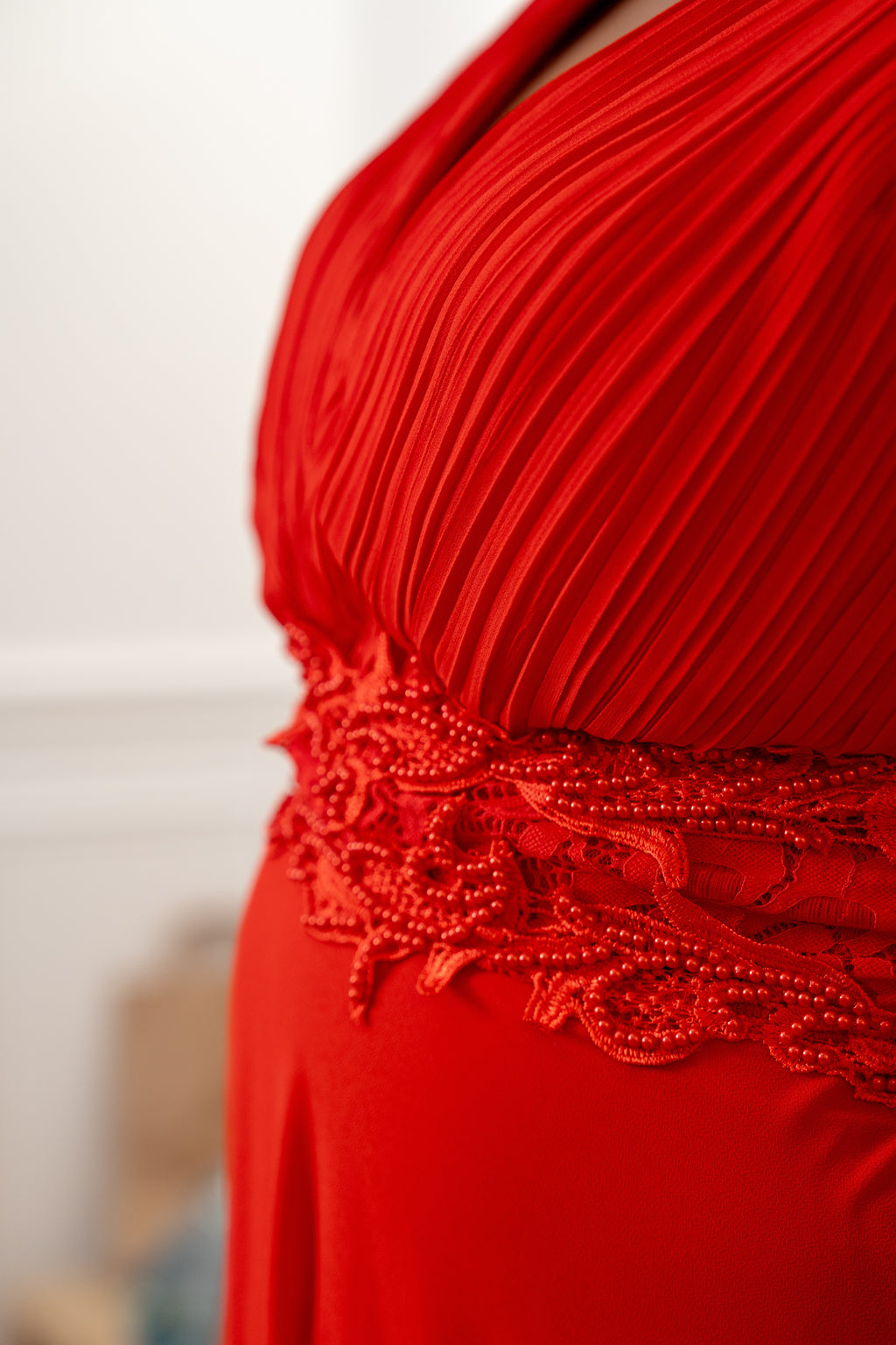 Robe de cérémonie longue grande taille élégante à décolleté en V - Leon