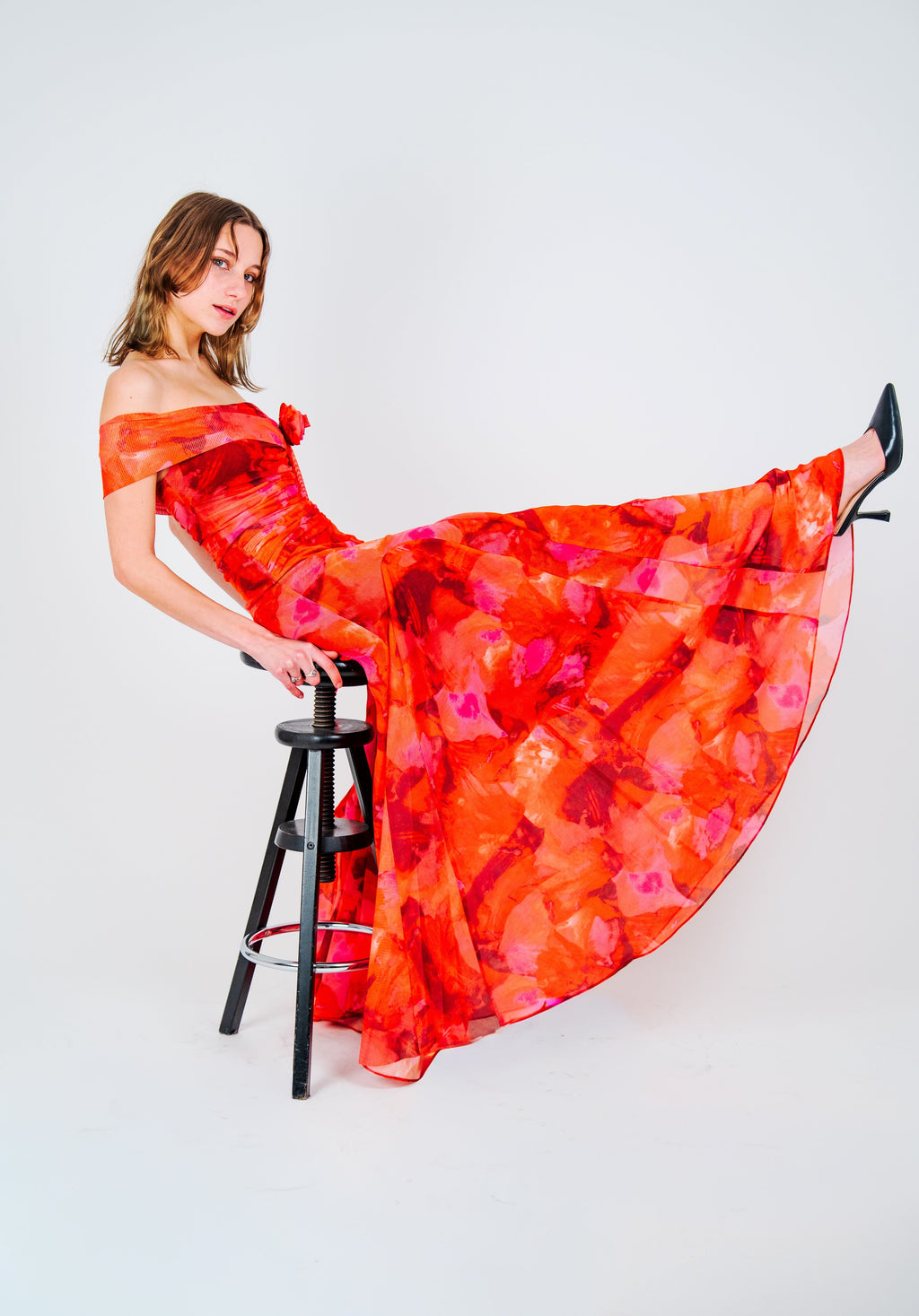 Robe asymétrique fleurie SHIZUOKA