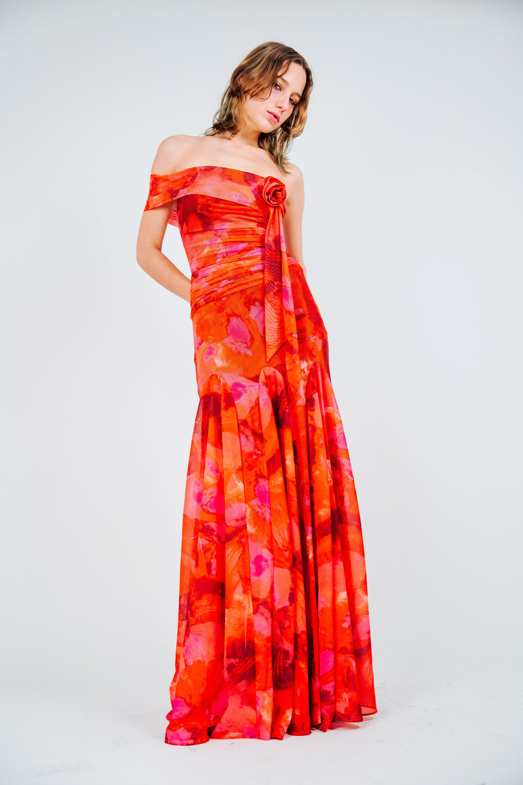 Robe asymétrique fleurie SHIZUOKA