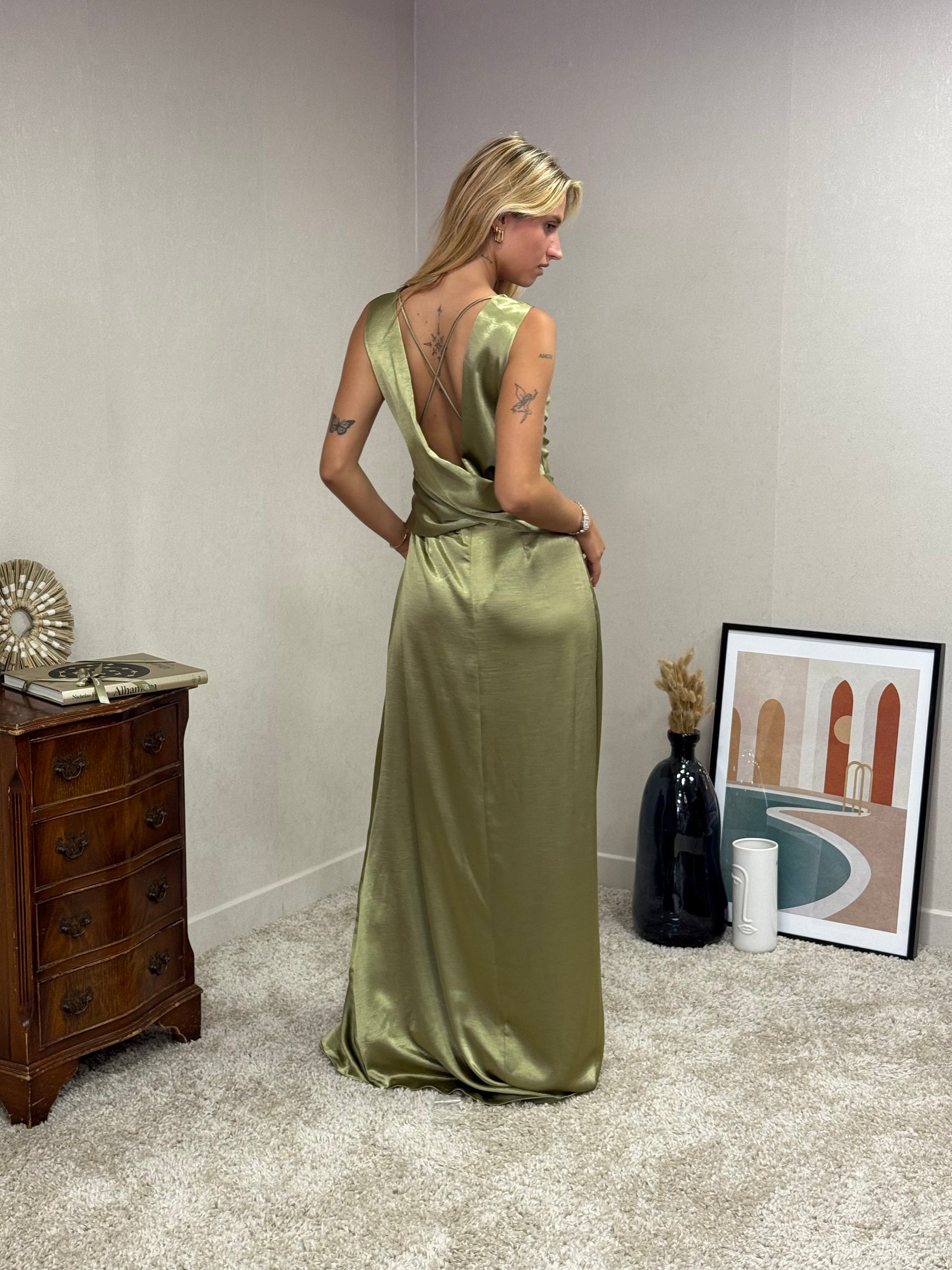 Robe satinée dos nu Salamanca
