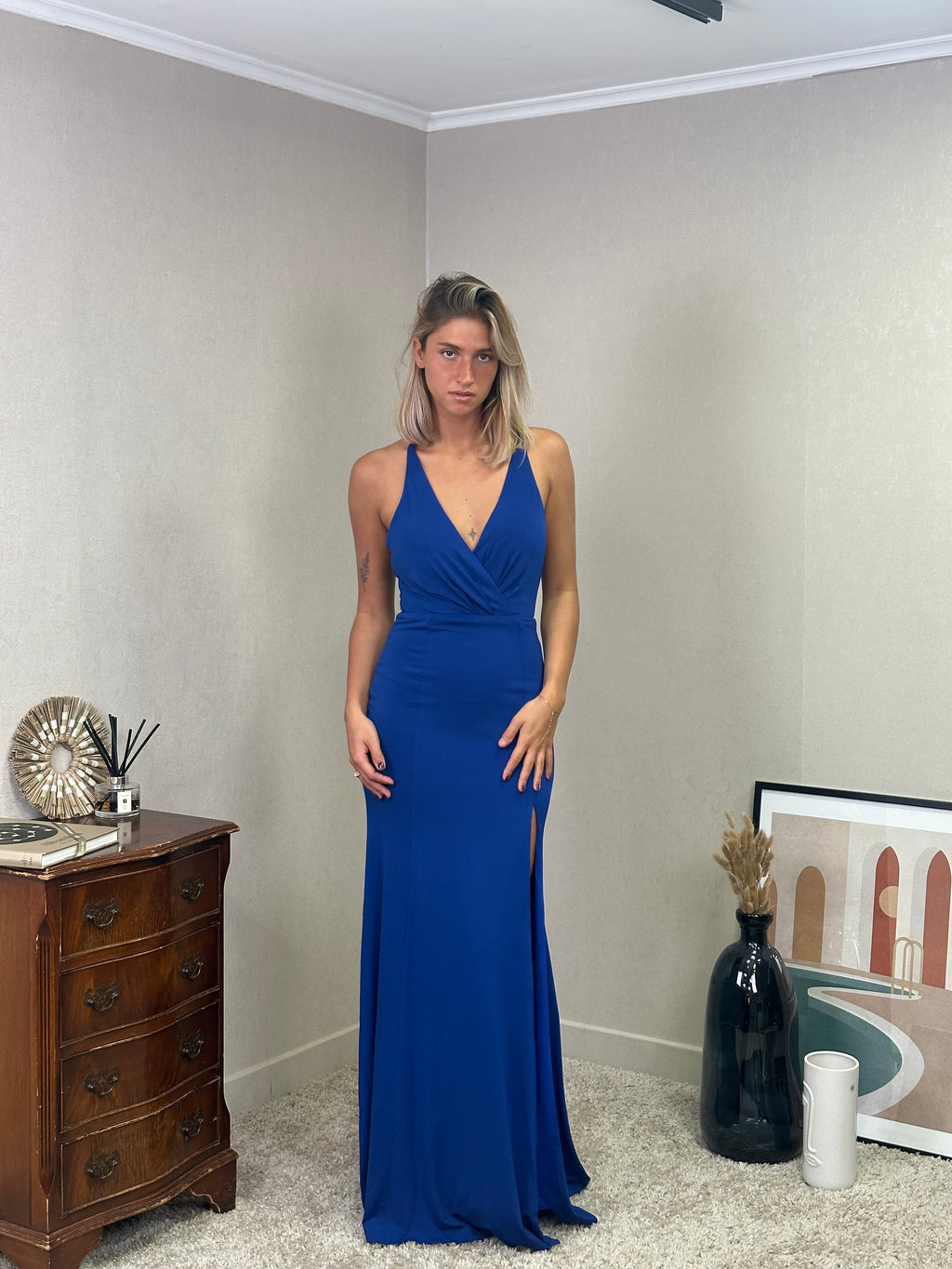 Robe de soirée longue fendue dos croisé - Riga