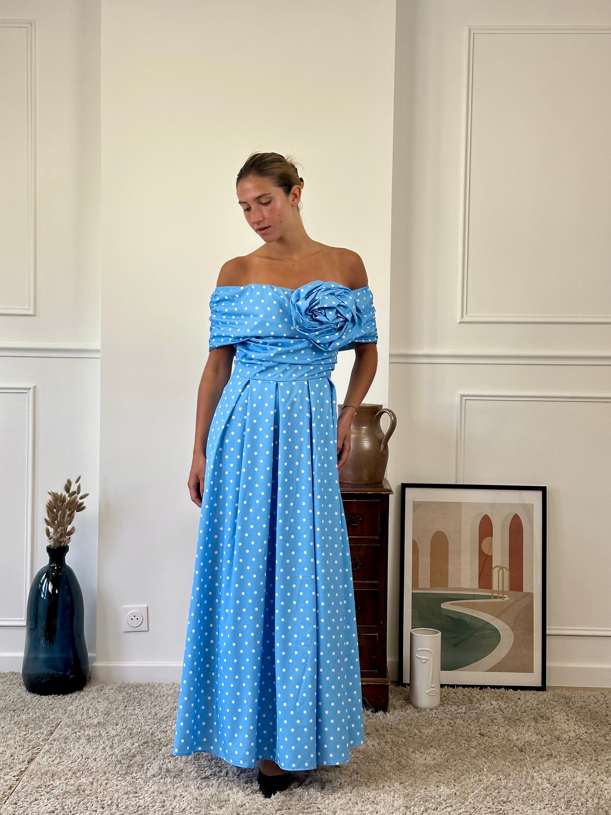 Robe bateau dot avec fleur FONTARRON