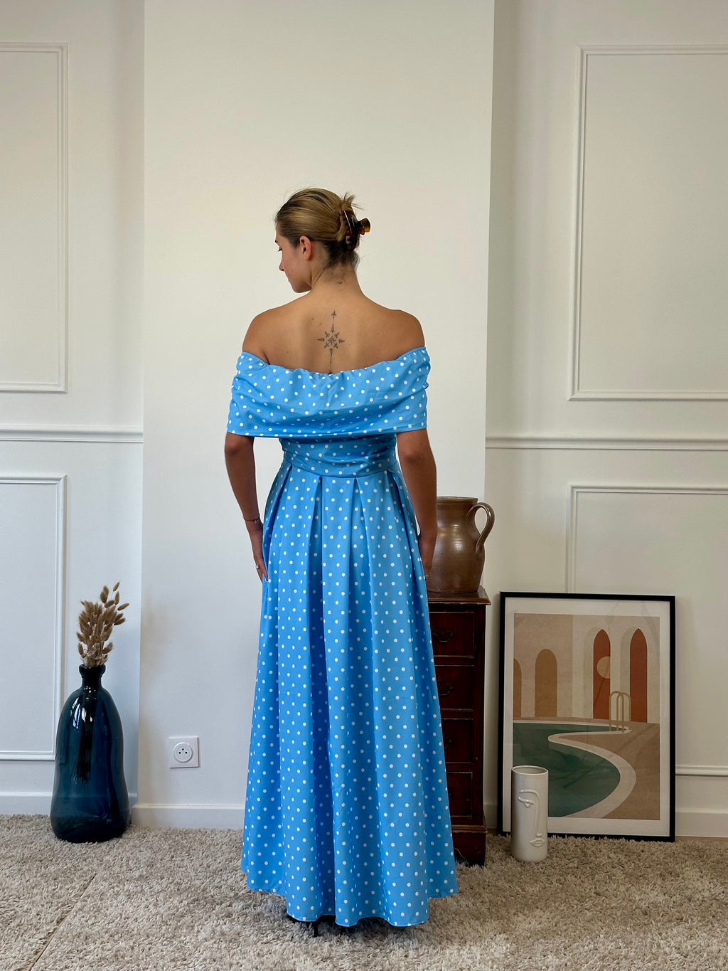 Robe bateau dot avec fleur FONTARRON