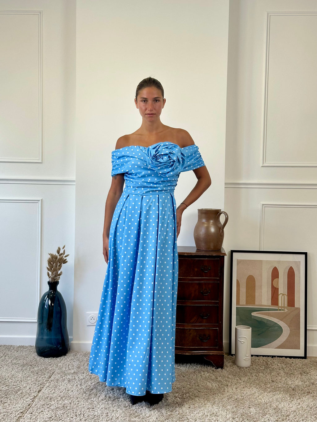 Robe bateau dot avec fleur FONTARRON