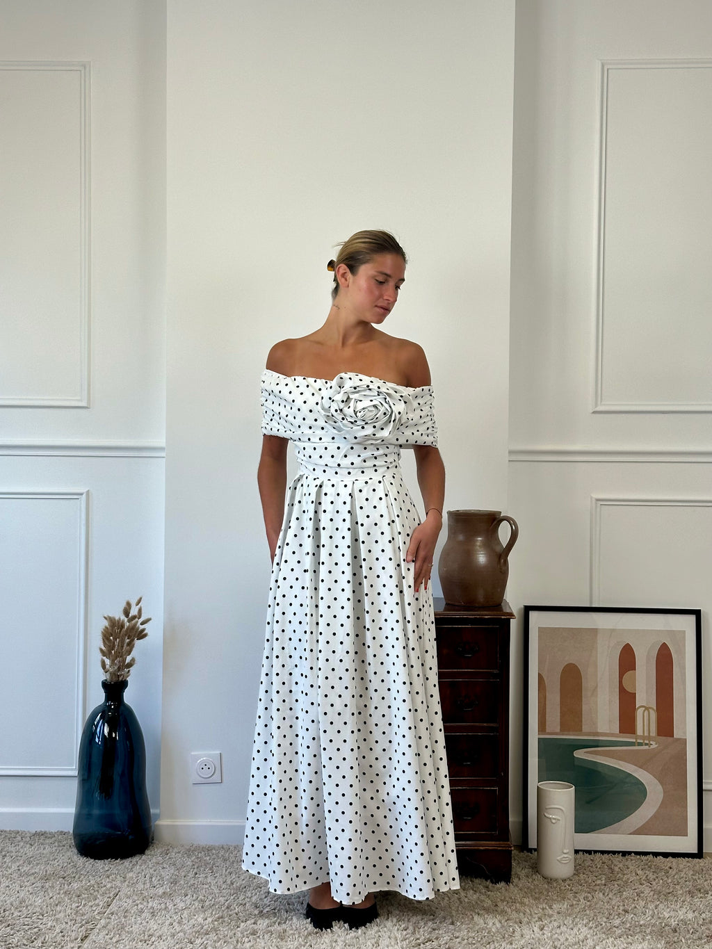 Robe bateau dot avec fleur FONTARRON