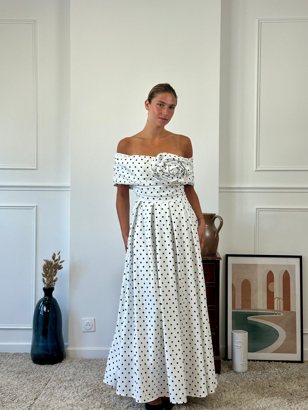 Robe bateau dot avec fleur FONTARRON