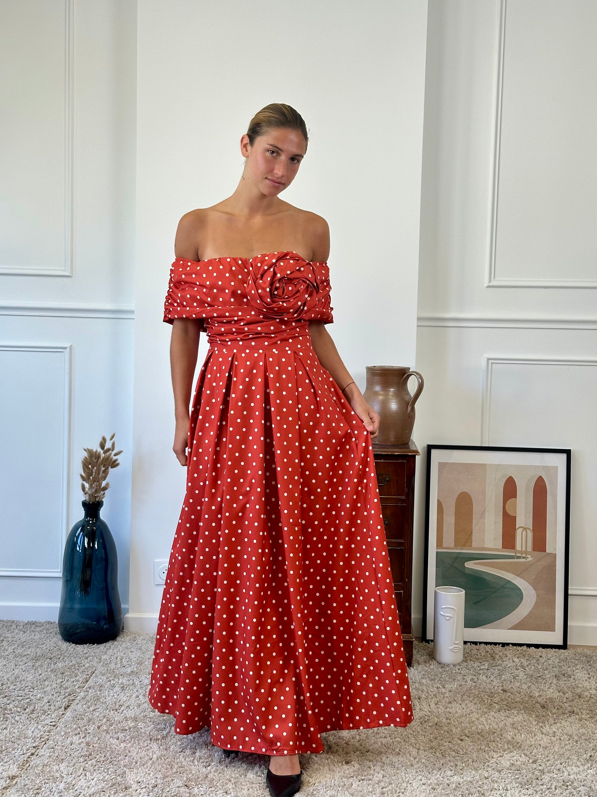 Robe bateau dot avec fleur FONTARRON