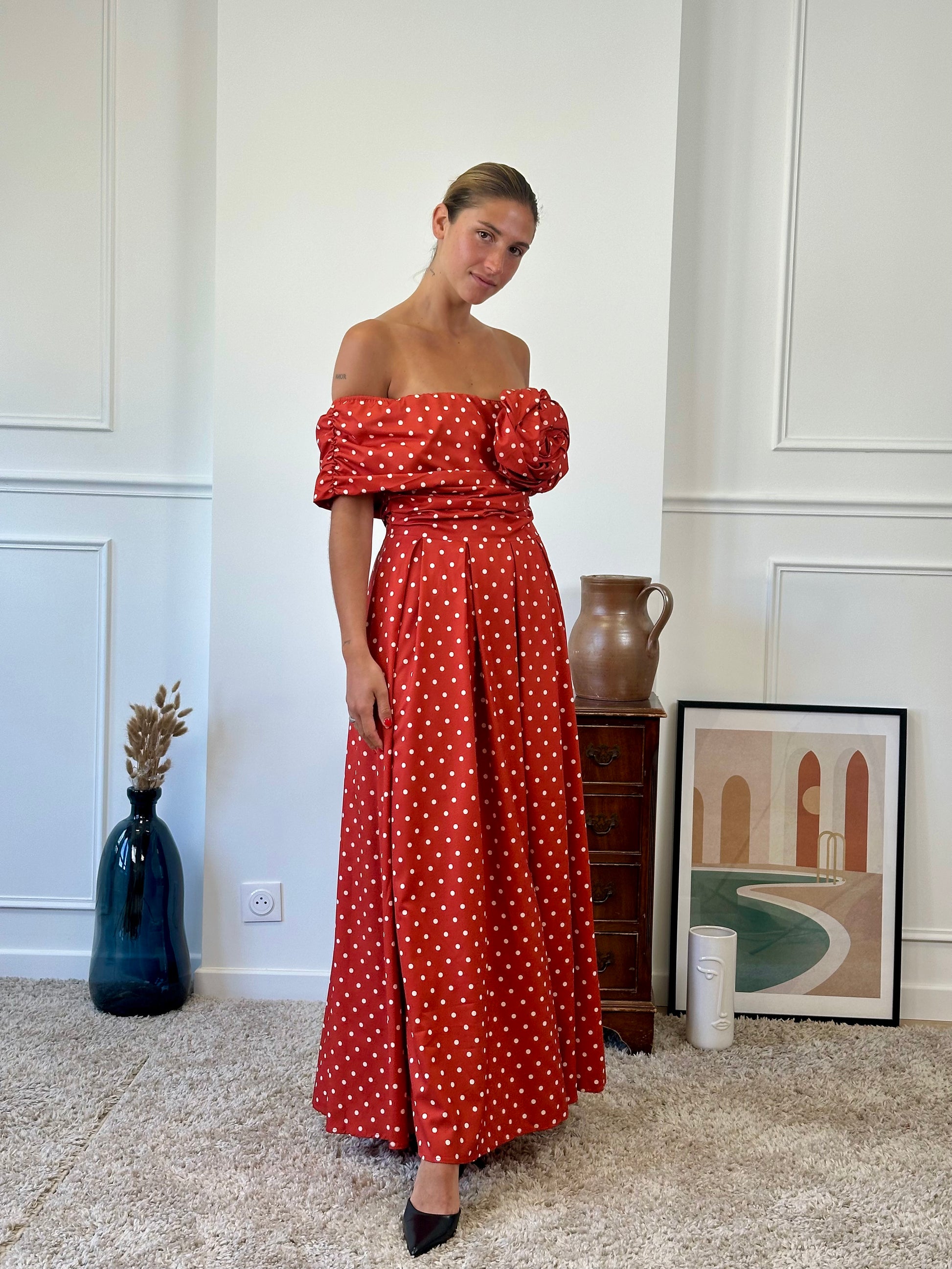 Robe bateau dot avec fleur FONTARRON