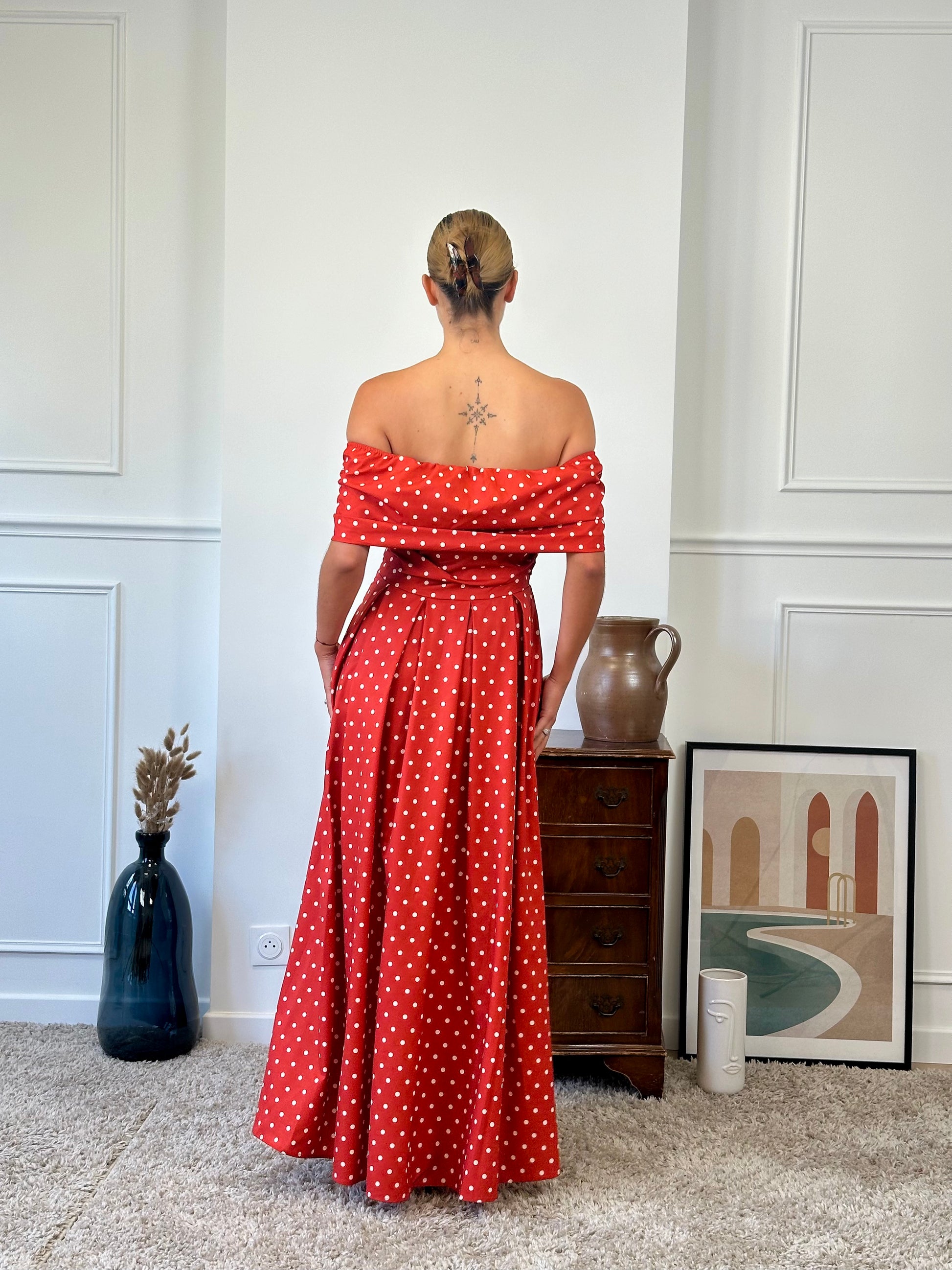 Robe bateau dot avec fleur FONTARRON