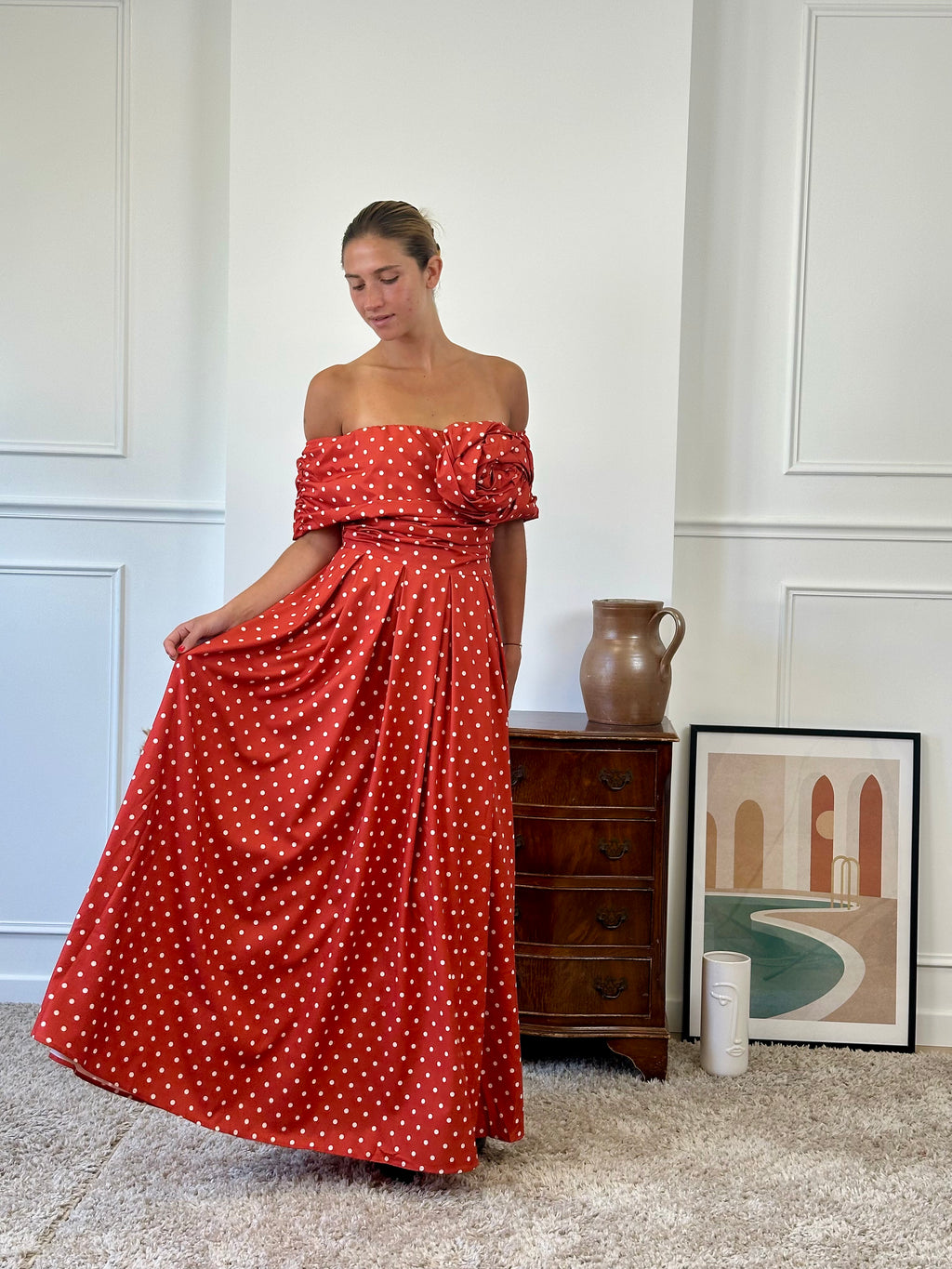 Robe bateau dot avec fleur FONTARRON
