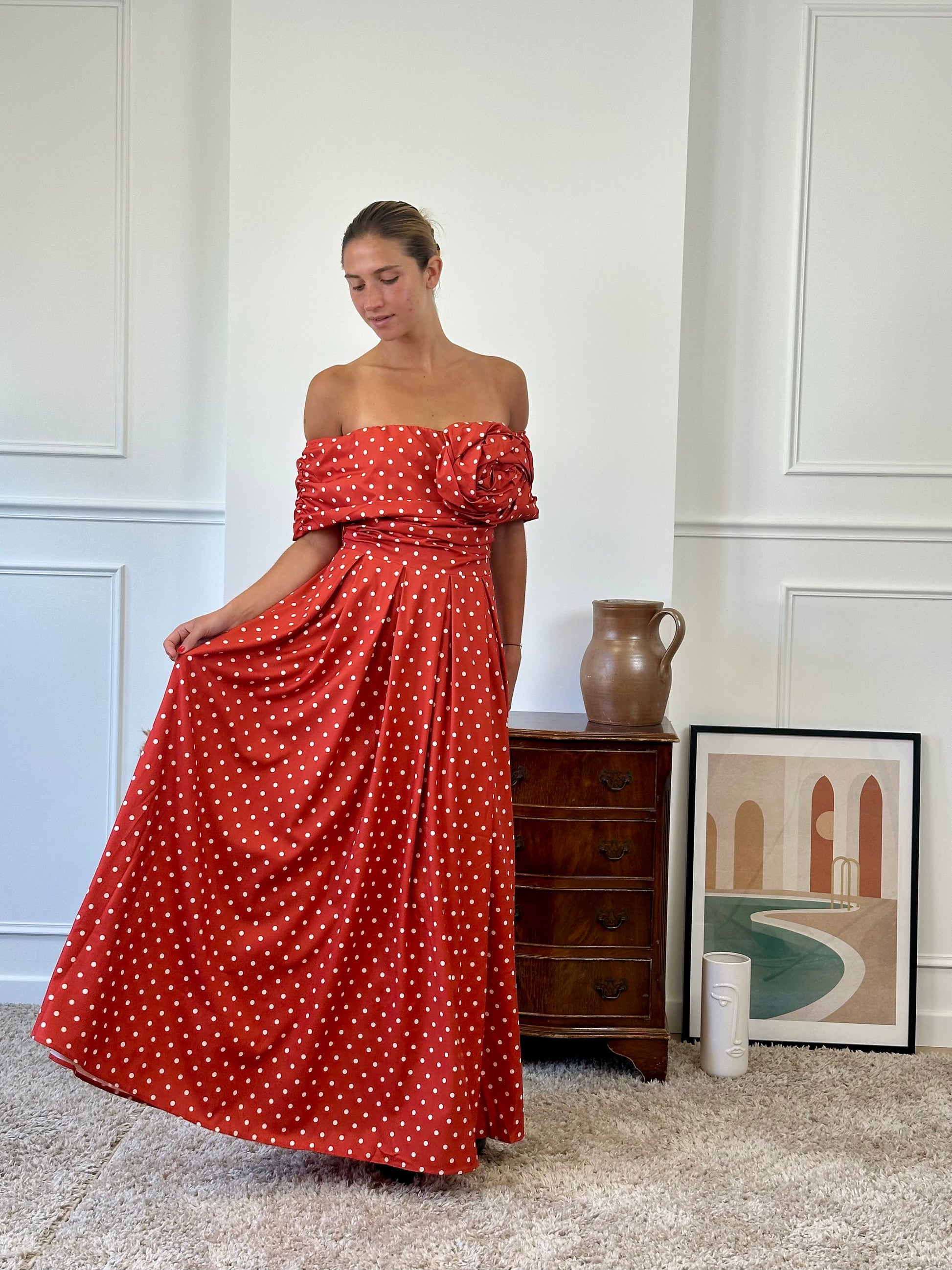 Robe bateau dot avec fleur FONTARRON
