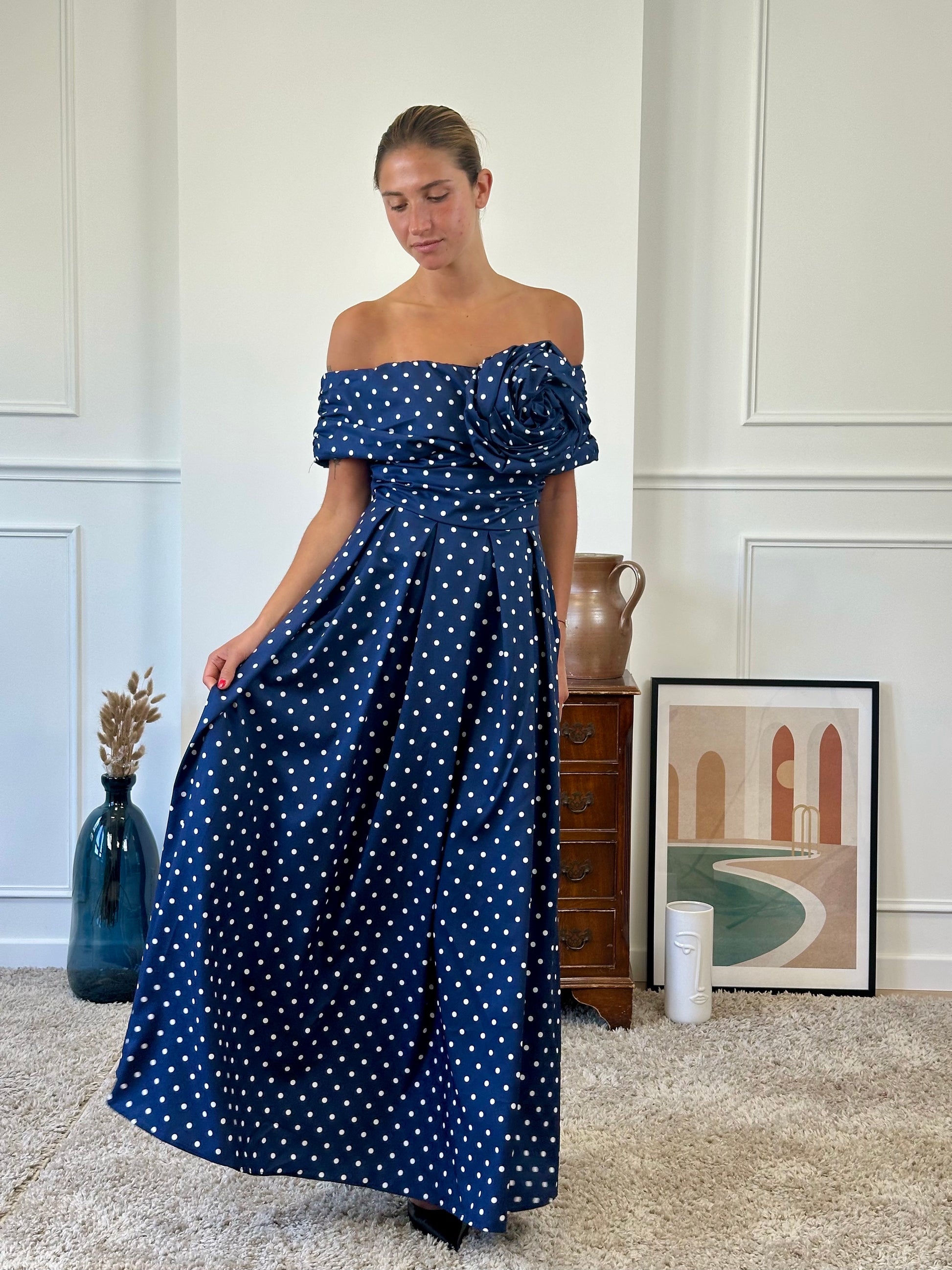 Robe bateau dot avec fleur FONTARRON