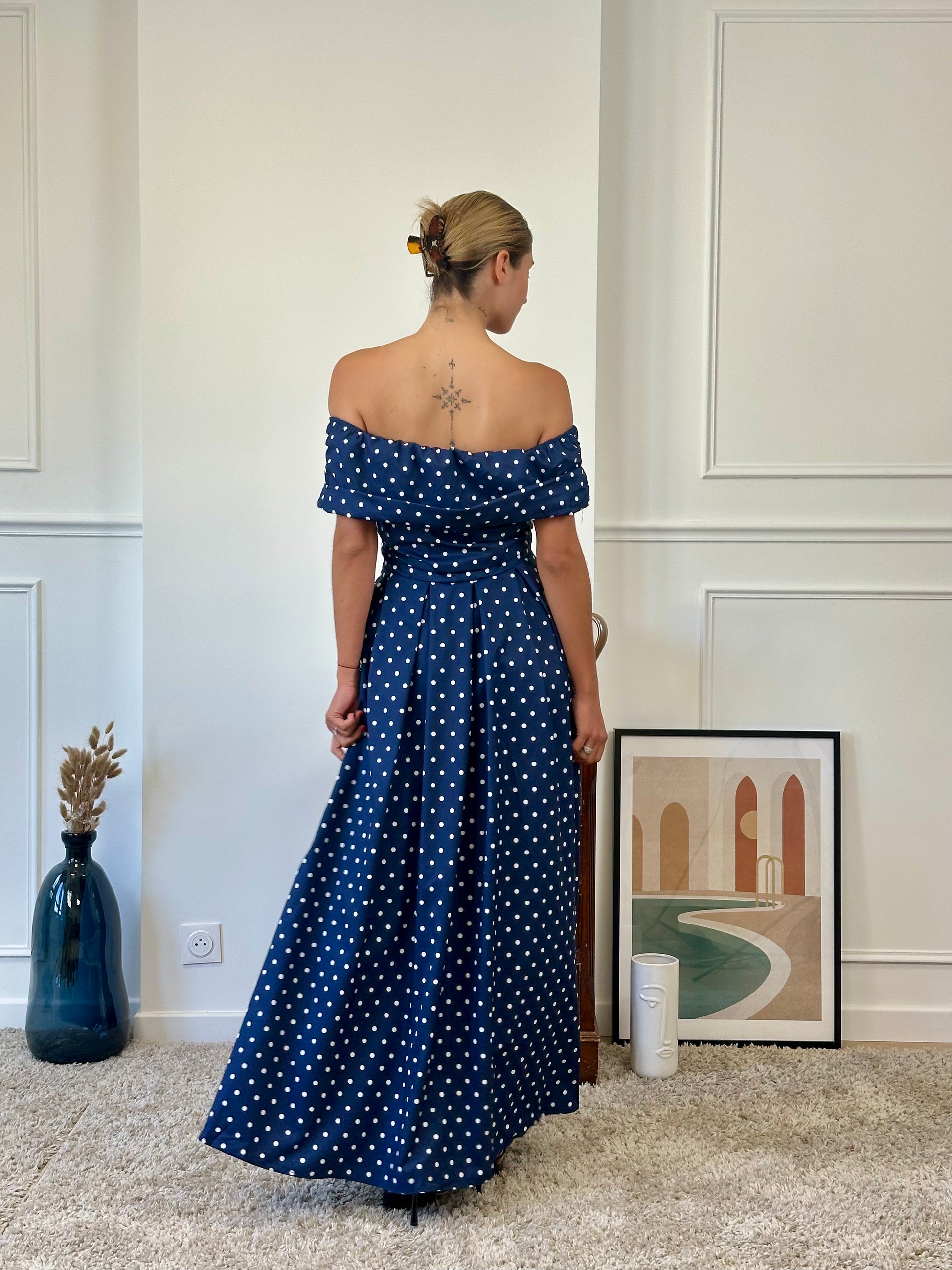 Robe bateau dot avec fleur FONTARRON