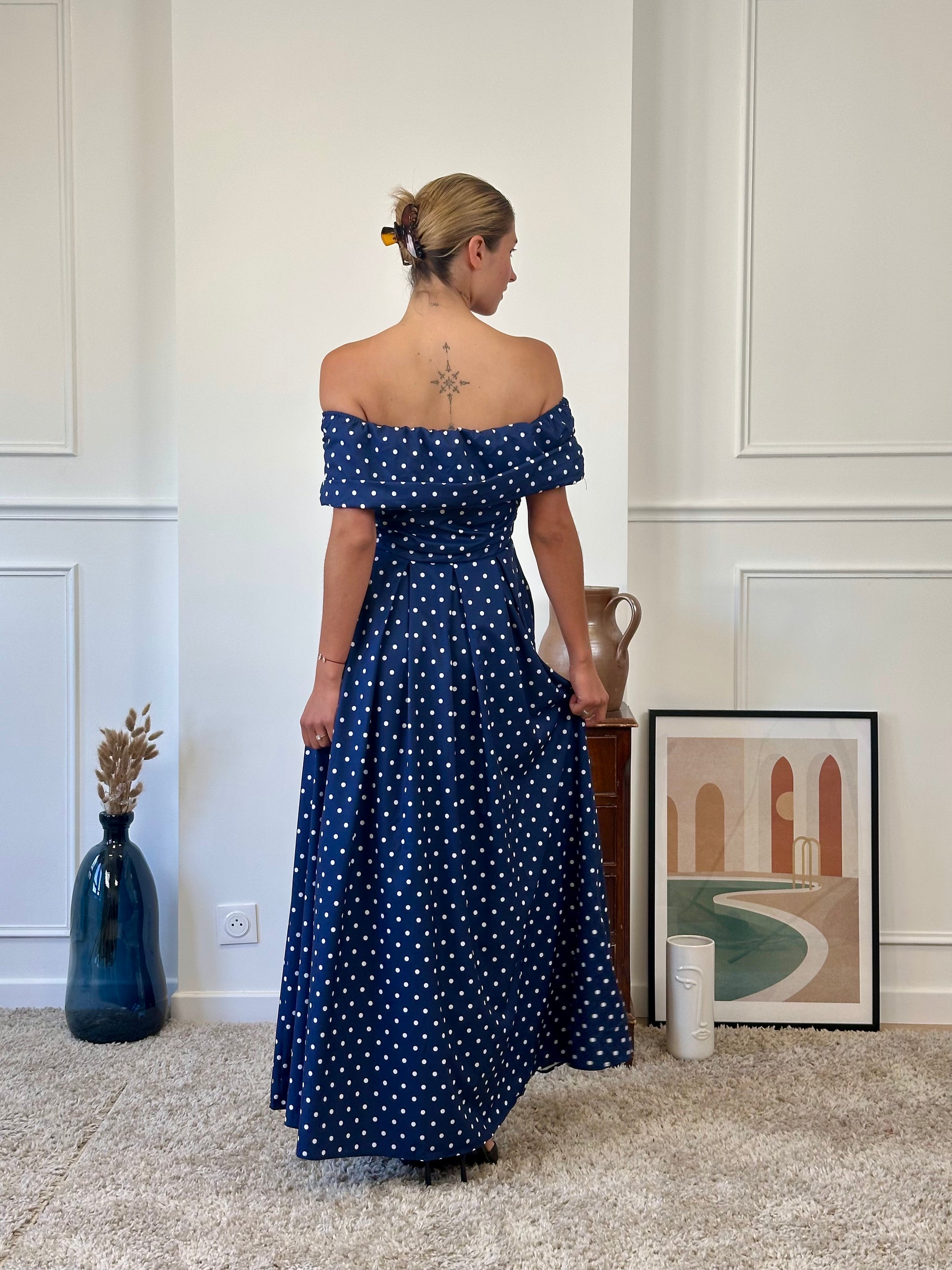 Robe bateau dot avec fleur FONTARRON