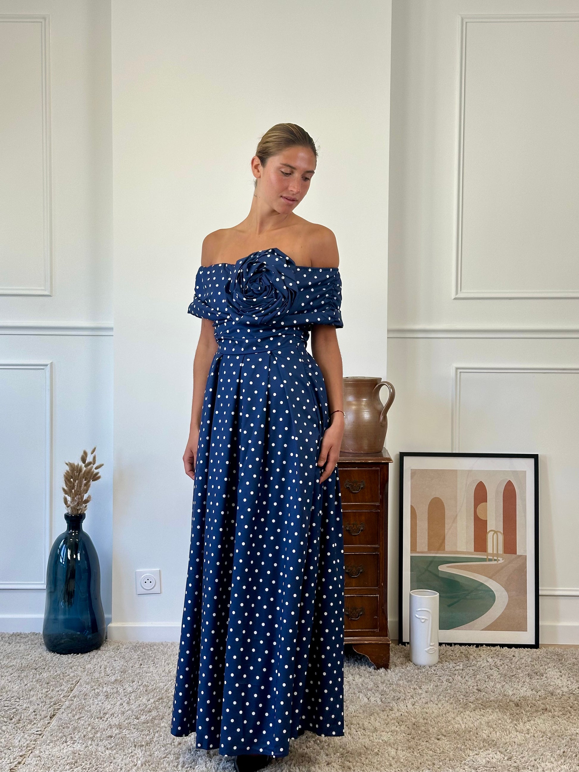 Robe bateau dot avec fleur FONTARRON