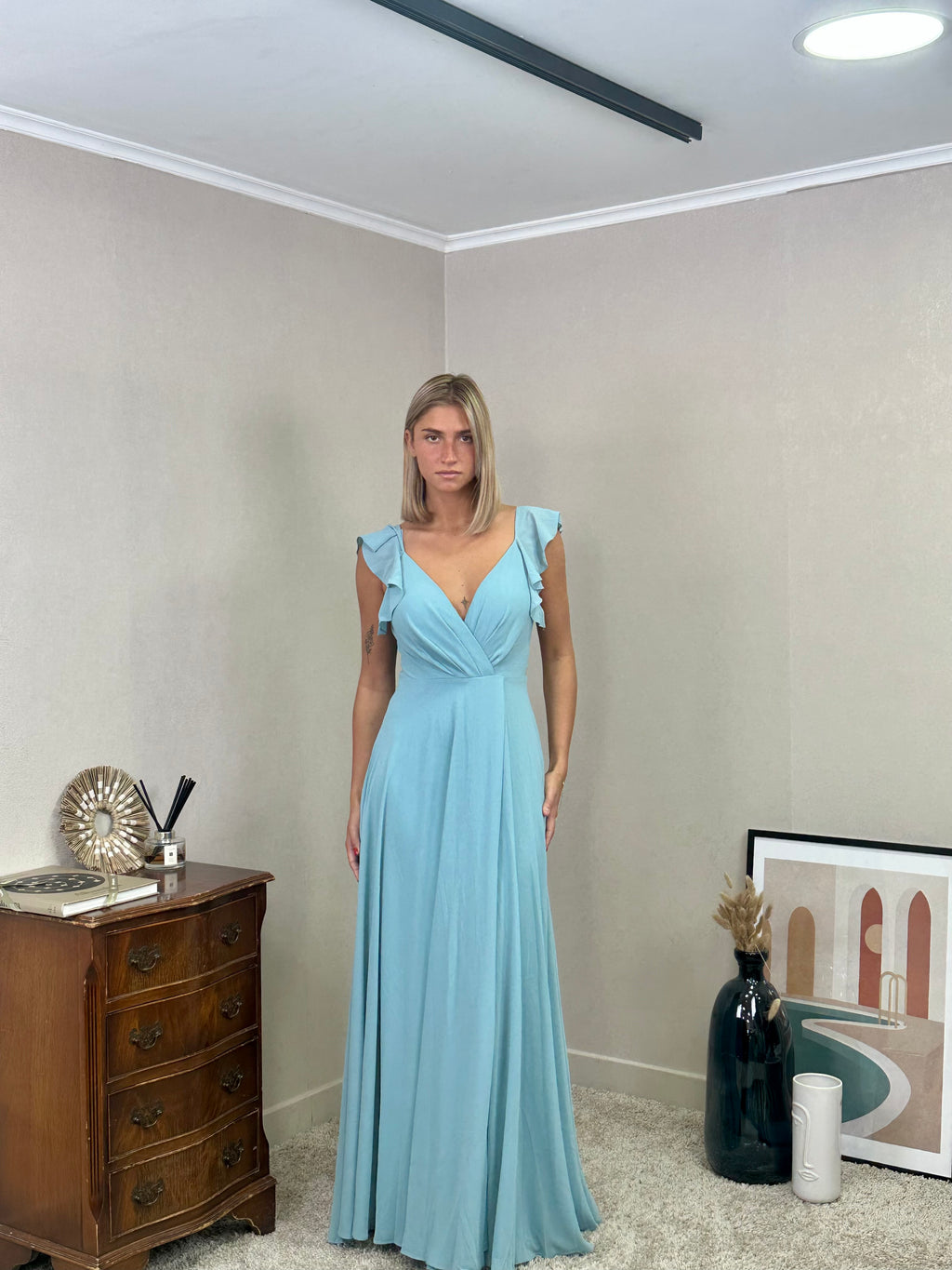 Robe de cérémonie longue fluide à volants – Lisbonne