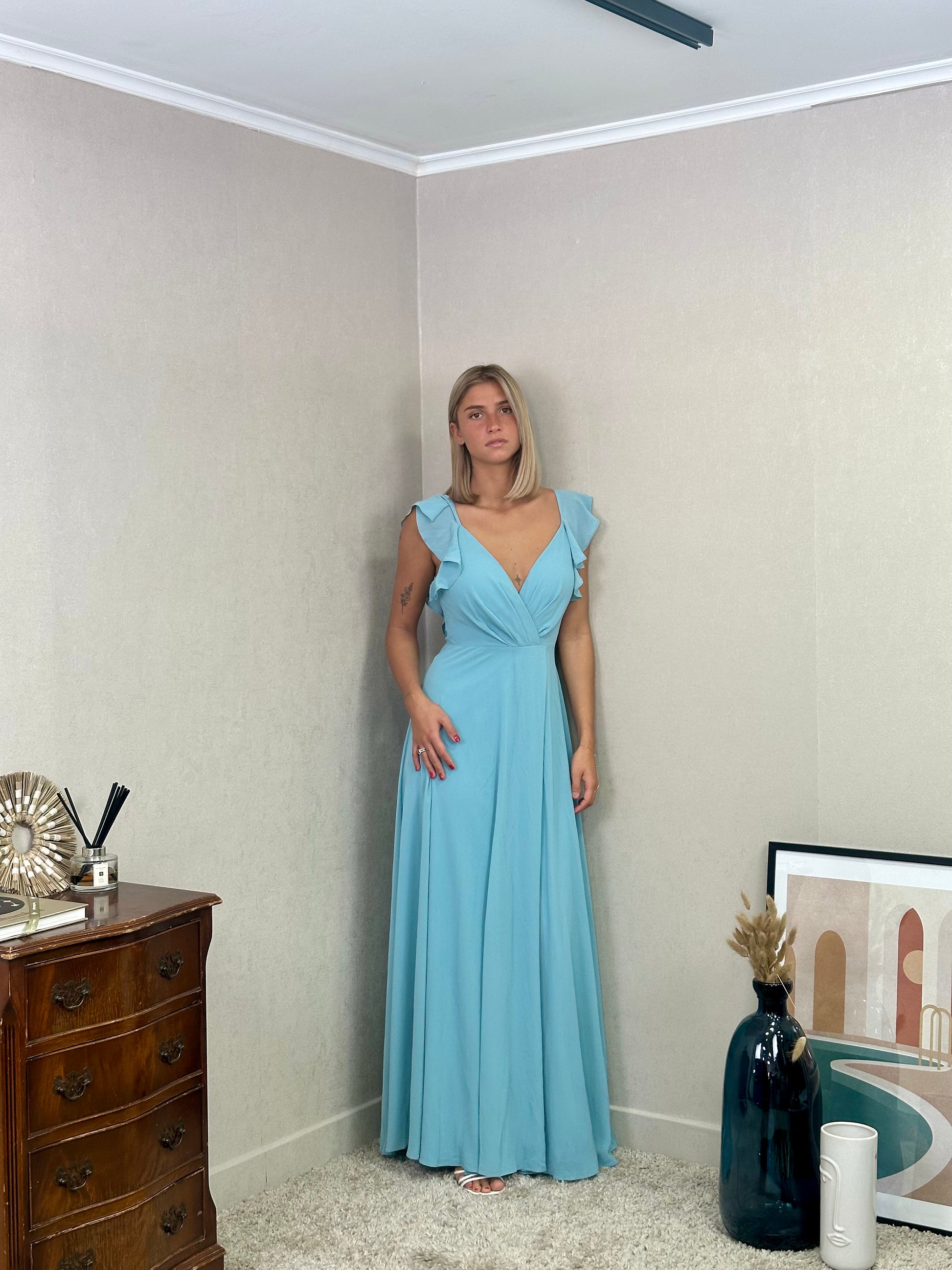 Robe de cérémonie longue fluide à volants – Lisbonne