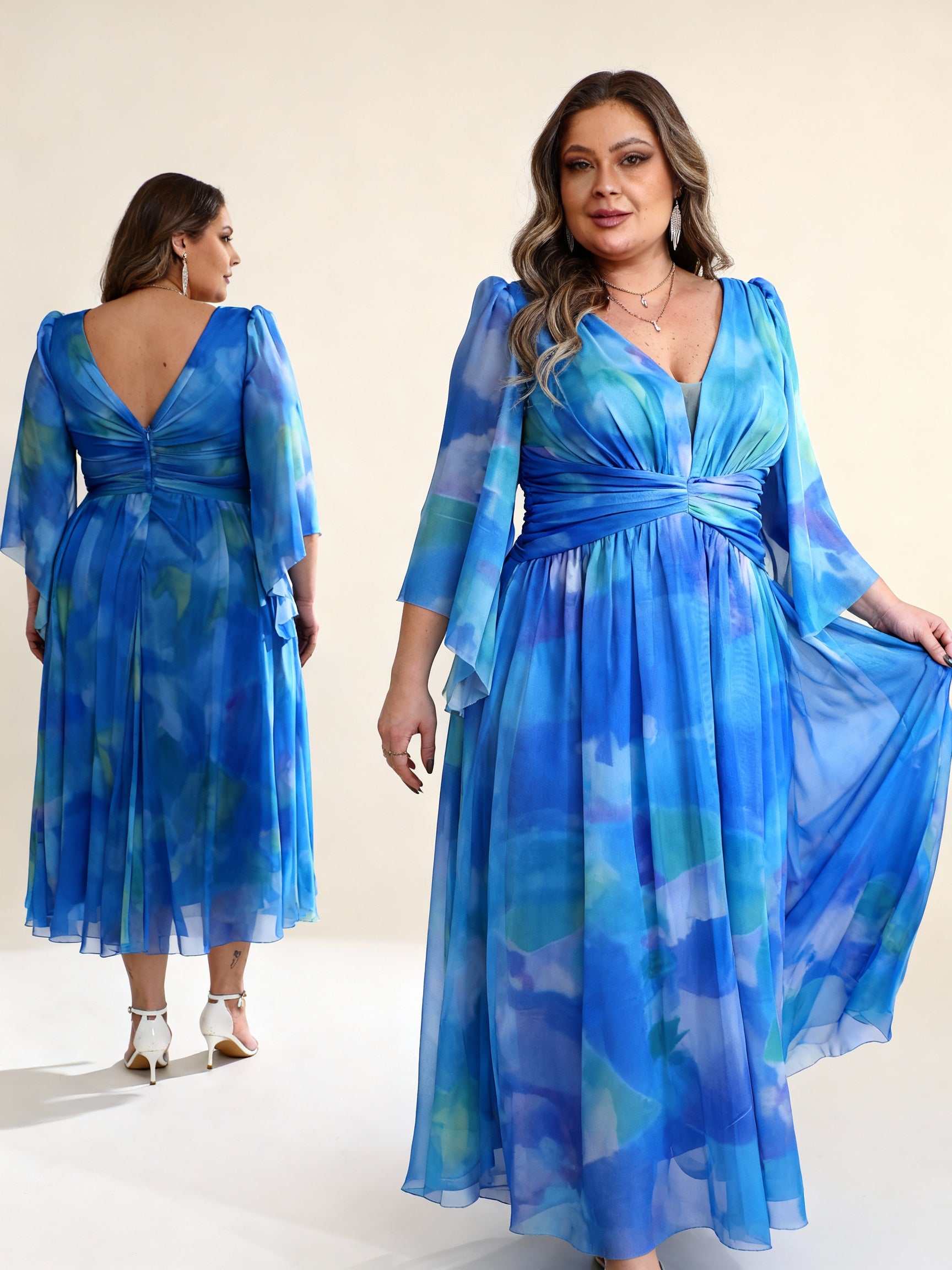 Robe midi imprimé grande taille PISE