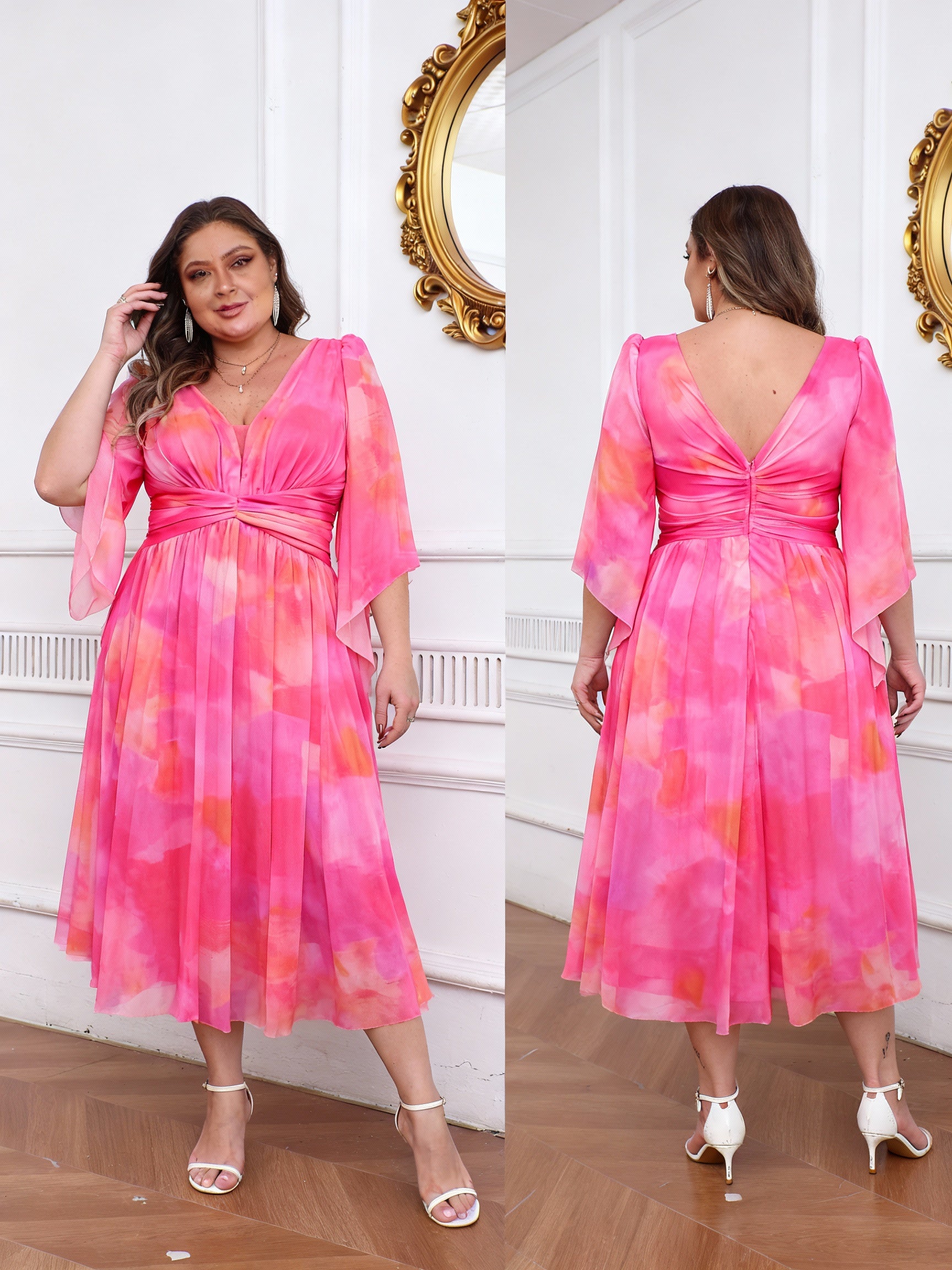 Robe midi imprimé grande taille PISE