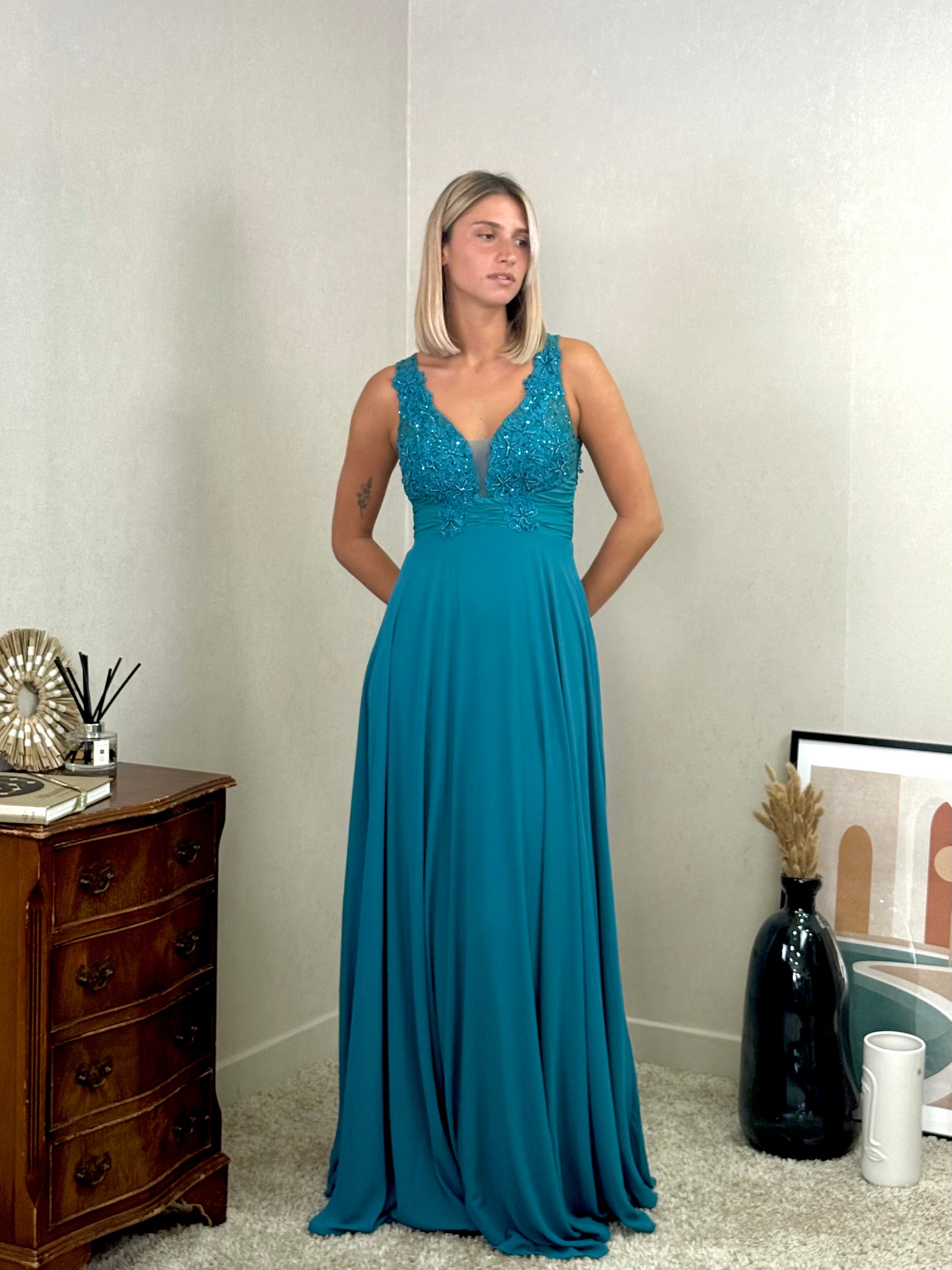 Robe de soirée longue avec dos dentelle TOKYO
