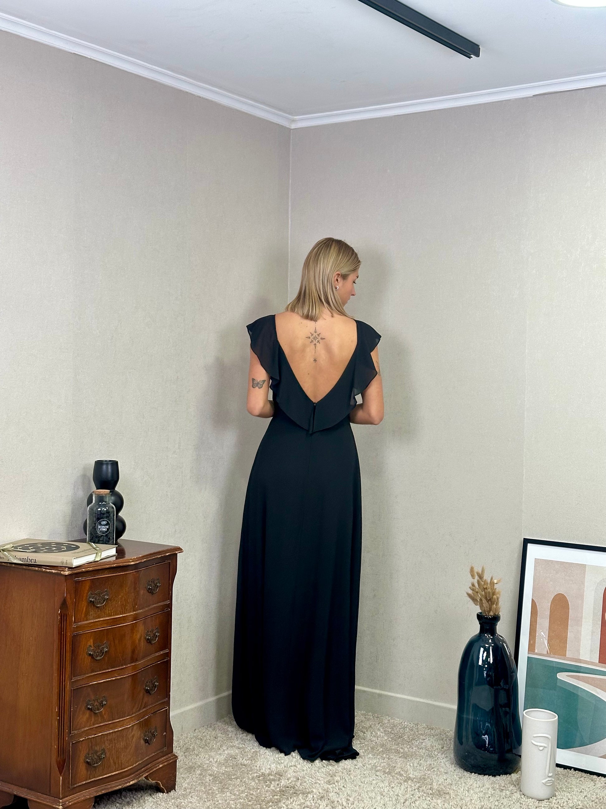 Robe de cérémonie longue fluide à volants – Lisbonne