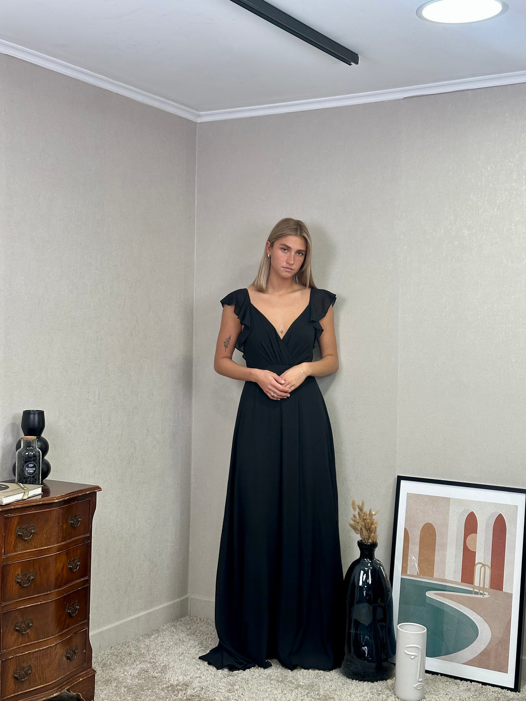 Robe de cérémonie longue fluide à volants – Lisbonne