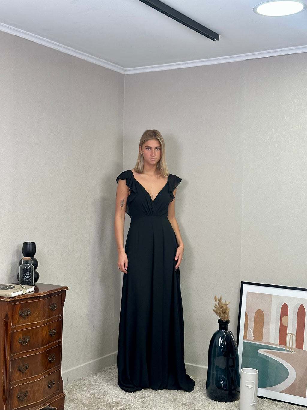 Robe de cérémonie longue fluide à volants – Lisbonne