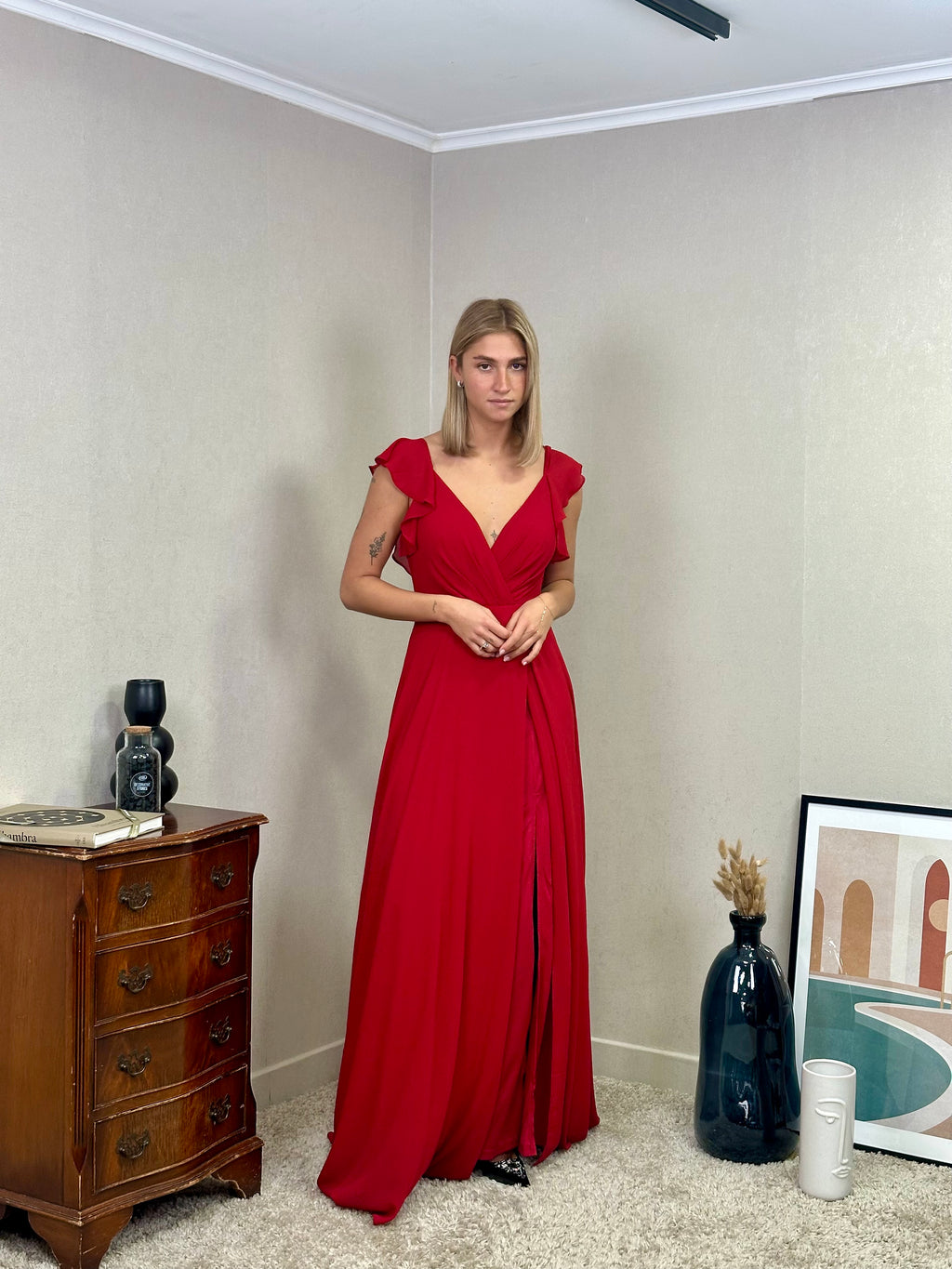 Robe de cérémonie longue fluide à volants – Lisbonne