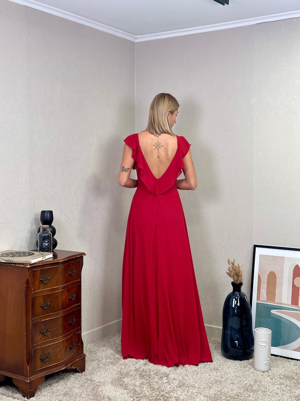 Robe de cérémonie longue fluide à volants – Lisbonne