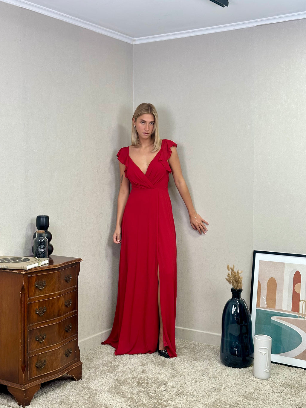 Robe de cérémonie longue fluide à volants – Lisbonne