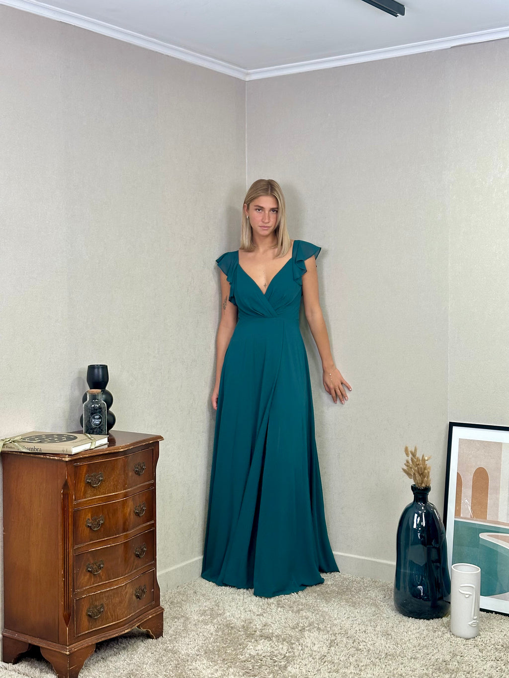 Robe de cérémonie longue fluide à volants – Lisbonne